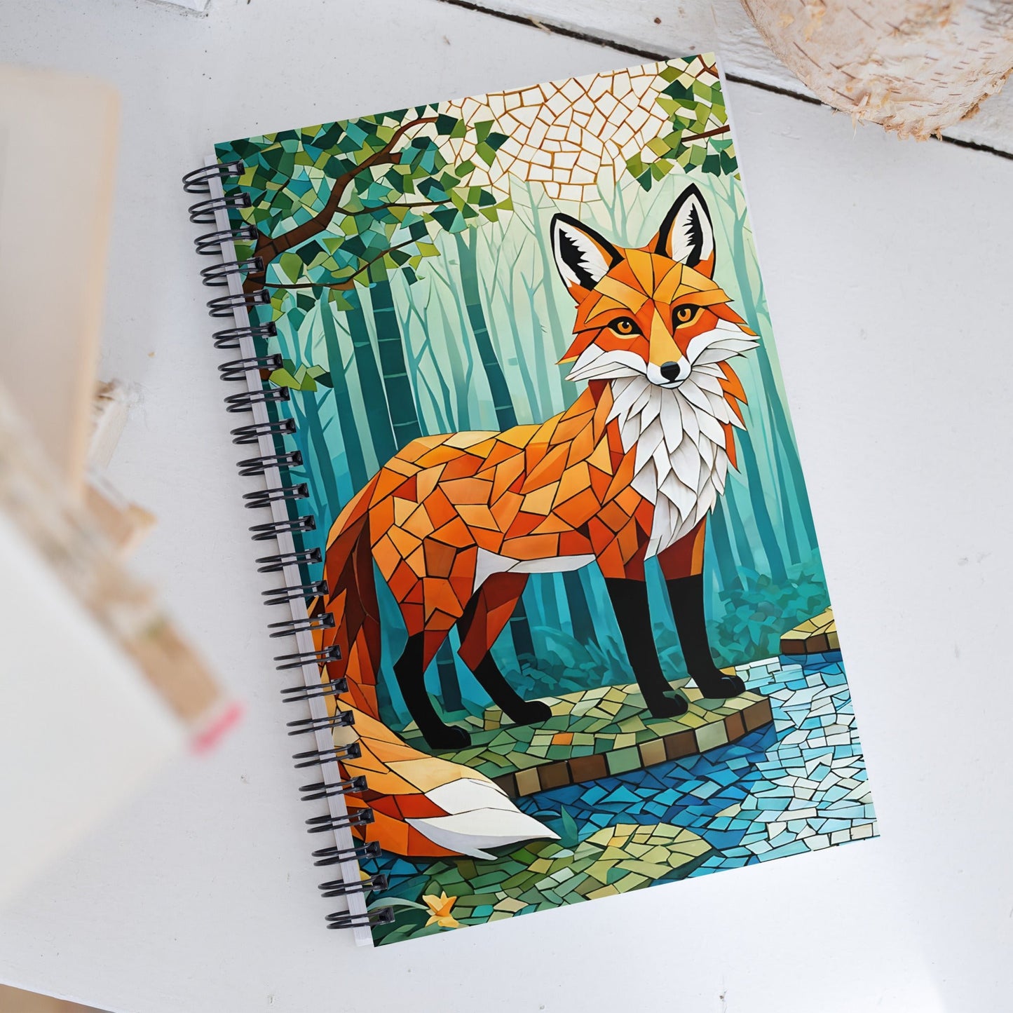 Mosaic Fox By The River Spiral Notebook - Spiral Notebooks - Discovery Co.