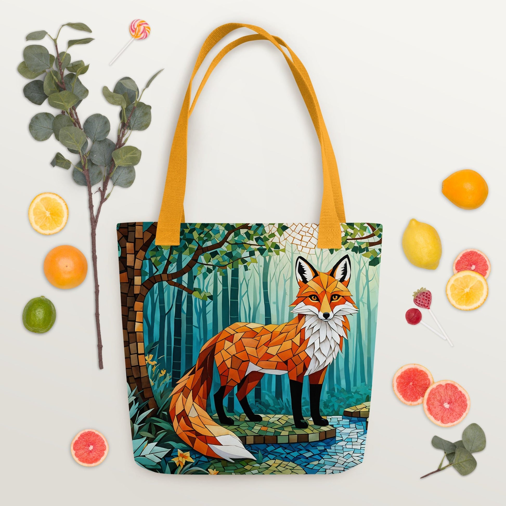 Mosaic Fox By The River Tote Bag - Tote Bags - Discovery Co.