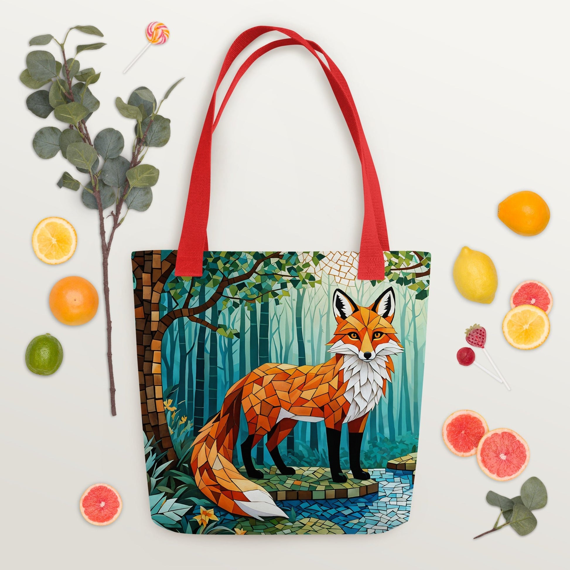 Mosaic Fox By The River Tote Bag - Tote Bags - Discovery Co.