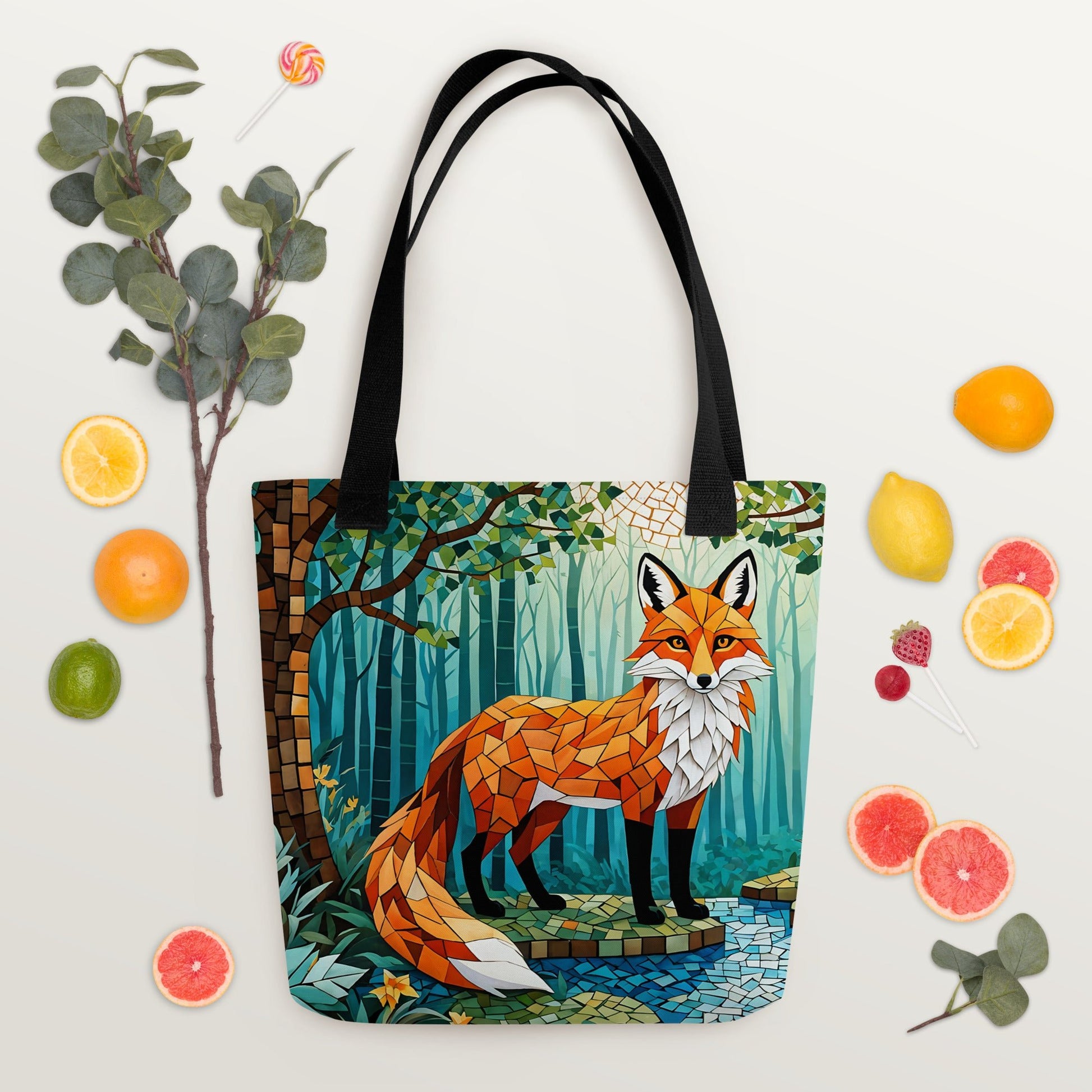 Mosaic Fox By The River Tote Bag - Tote Bags - Discovery Co.