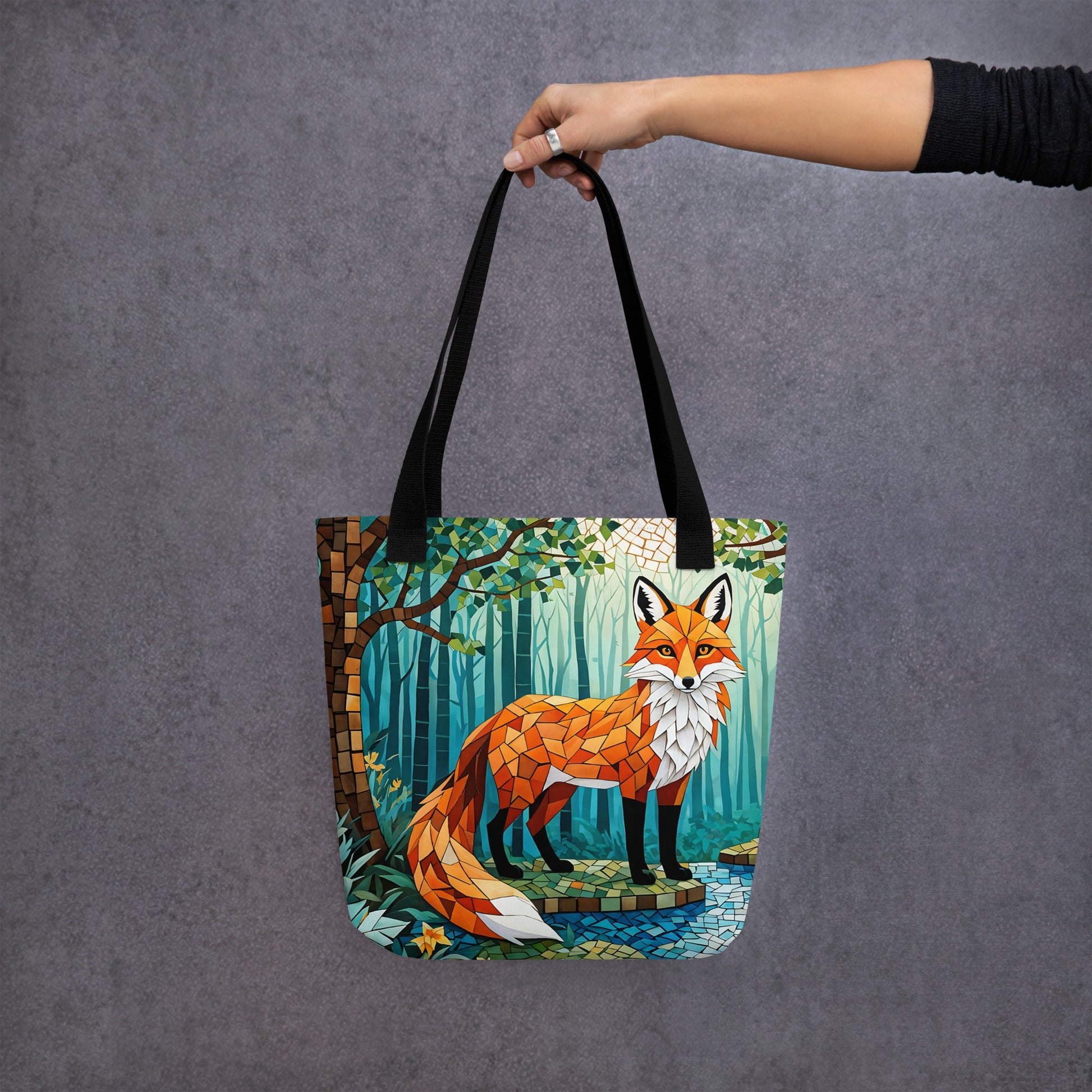 Mosaic Fox By The River Tote Bag - Tote Bags - Discovery Co.