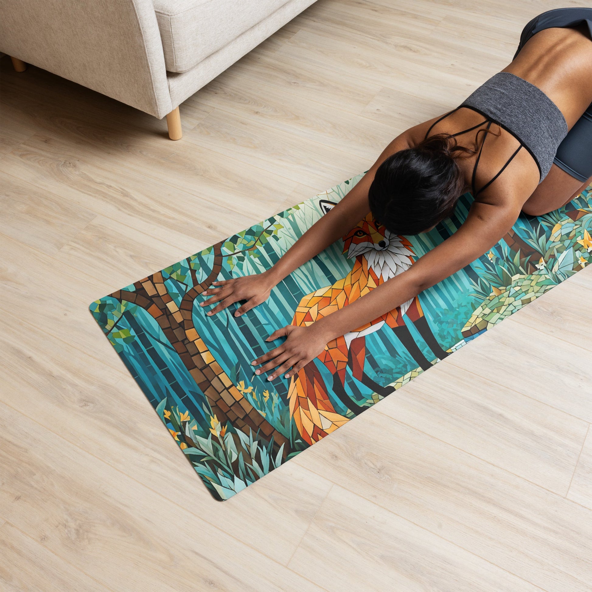 Mosaic Fox By The River Yoga Mat - Yoga Mat - Discovery Co.