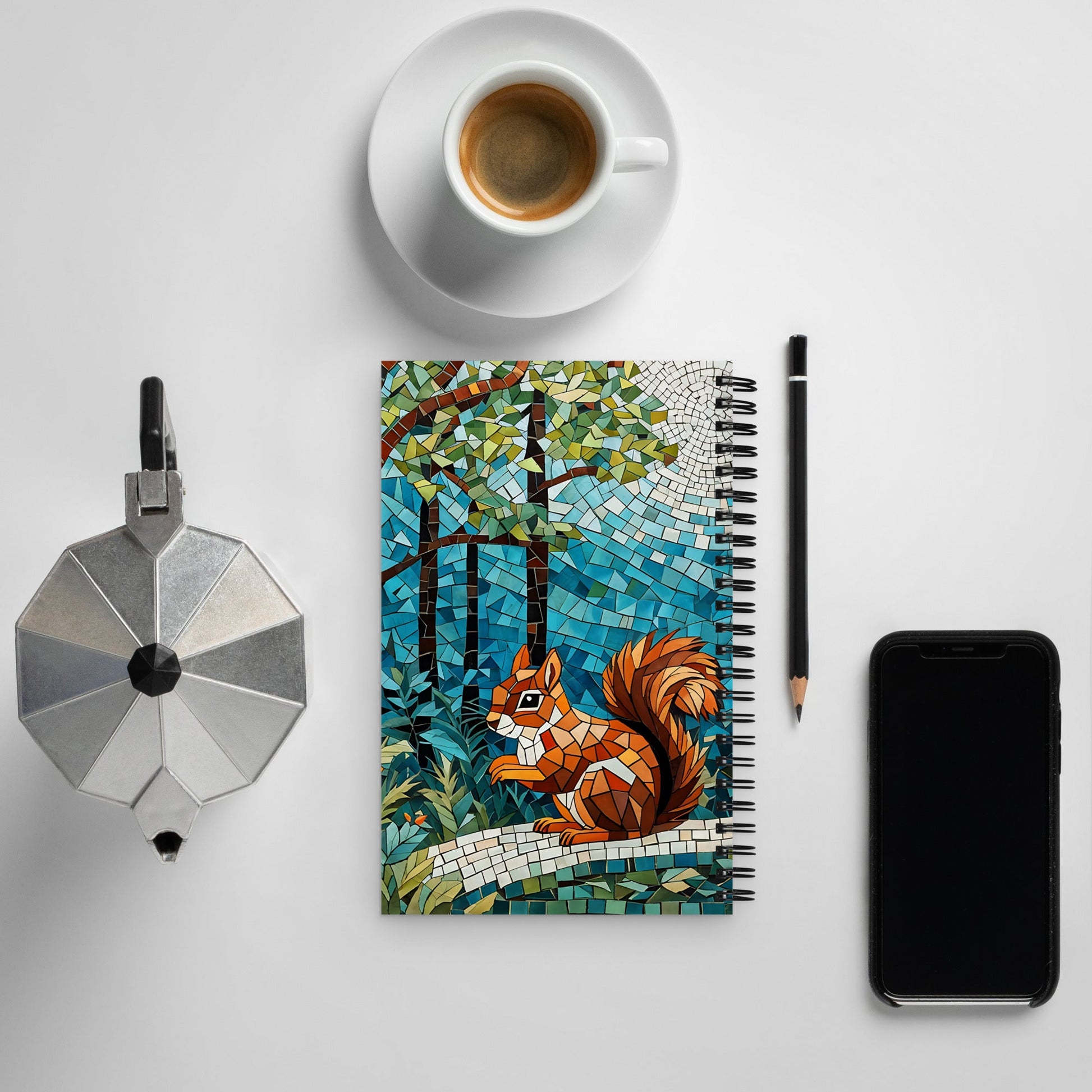 Mosaic Squirrel In The Forest Spiral Notebook - Spiral Notebooks - Discovery Co.