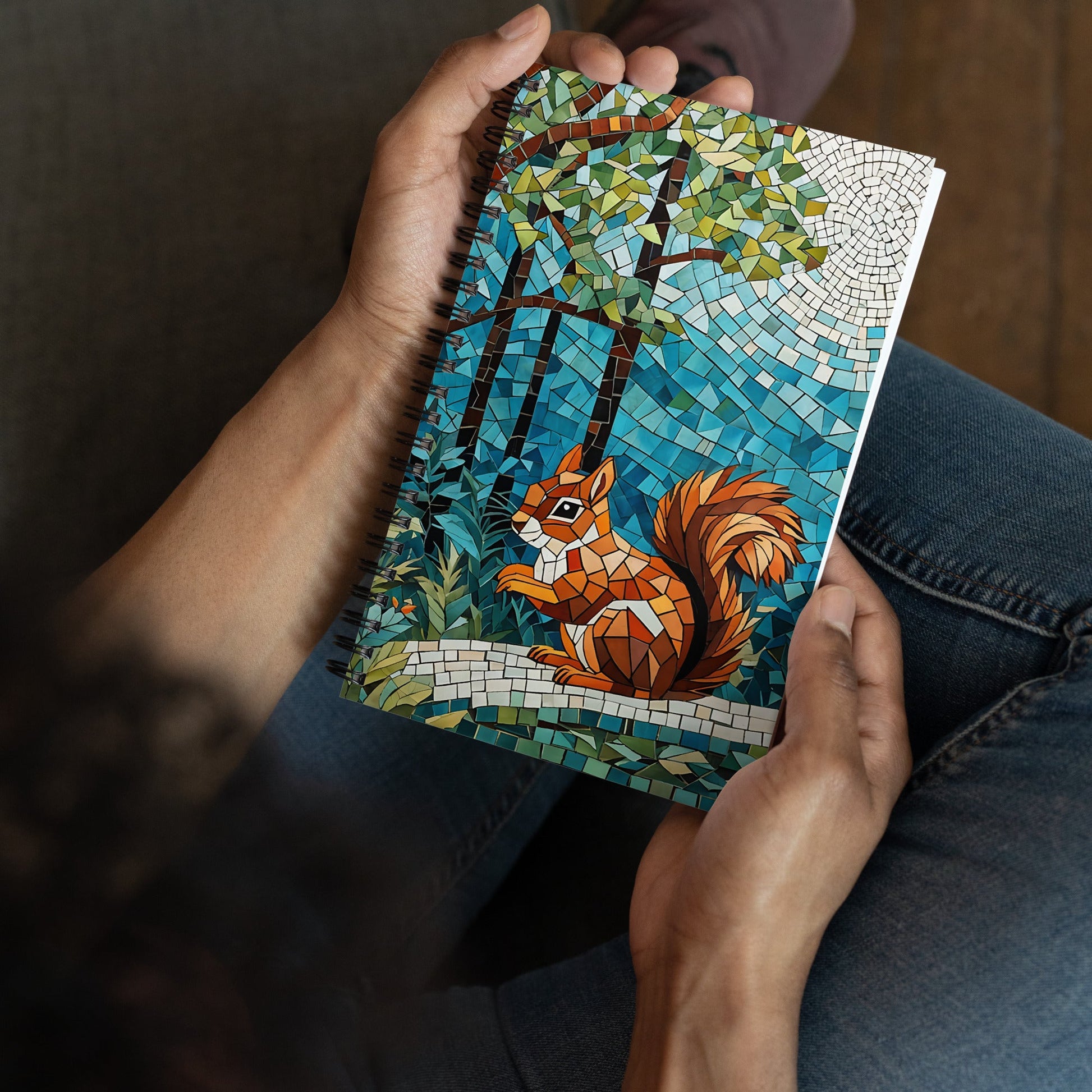 Mosaic Squirrel In The Forest Spiral Notebook - Spiral Notebooks - Discovery Co.