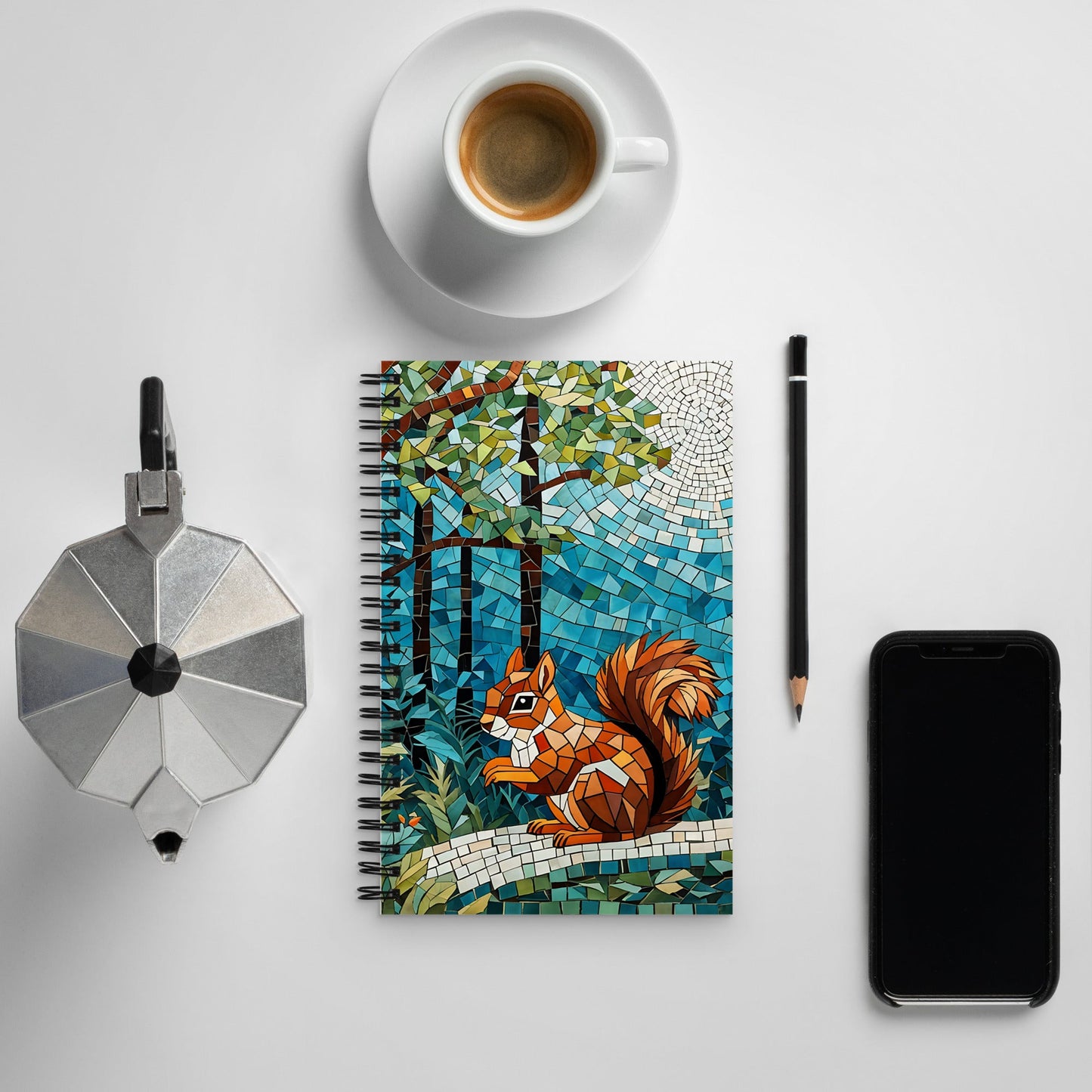 Mosaic Squirrel In The Forest Spiral Notebook - Spiral Notebooks - Discovery Co.