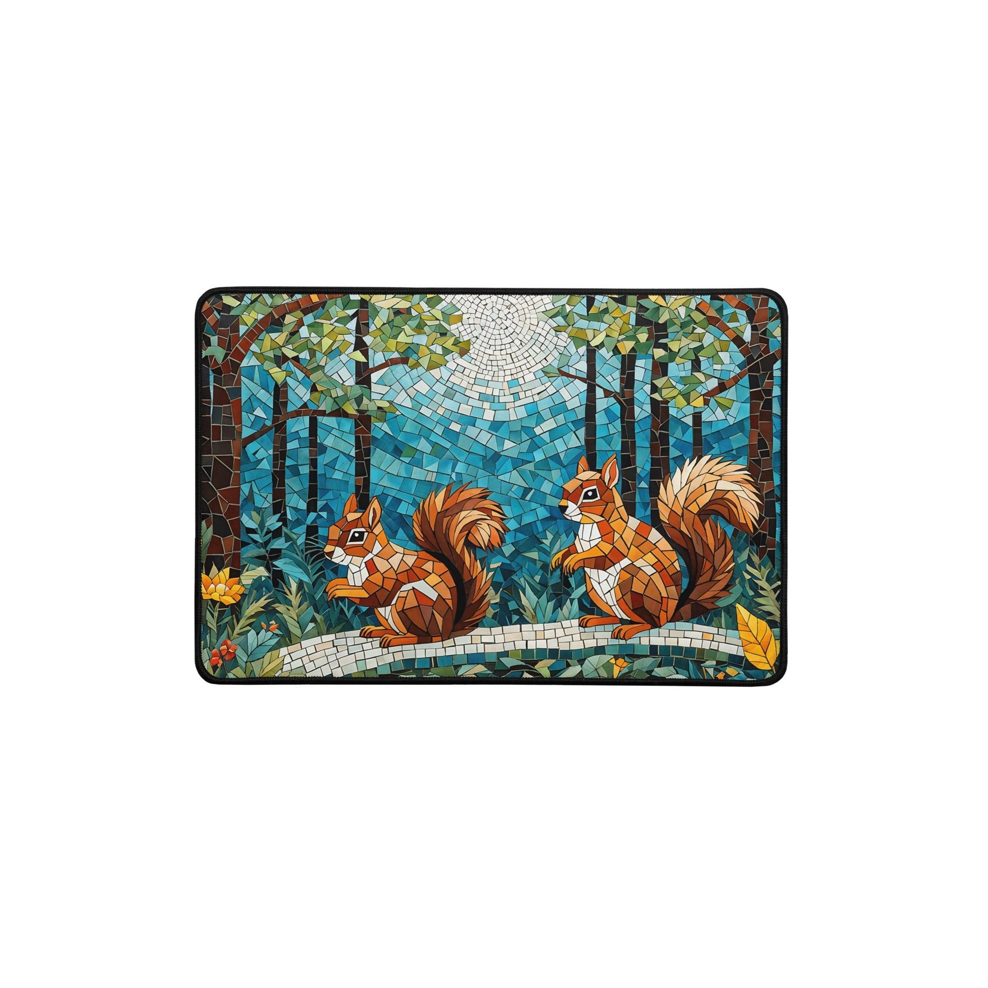 Mosaic Squirrels In The Forest Desk Mat - Mouse Pads - Discovery Co.