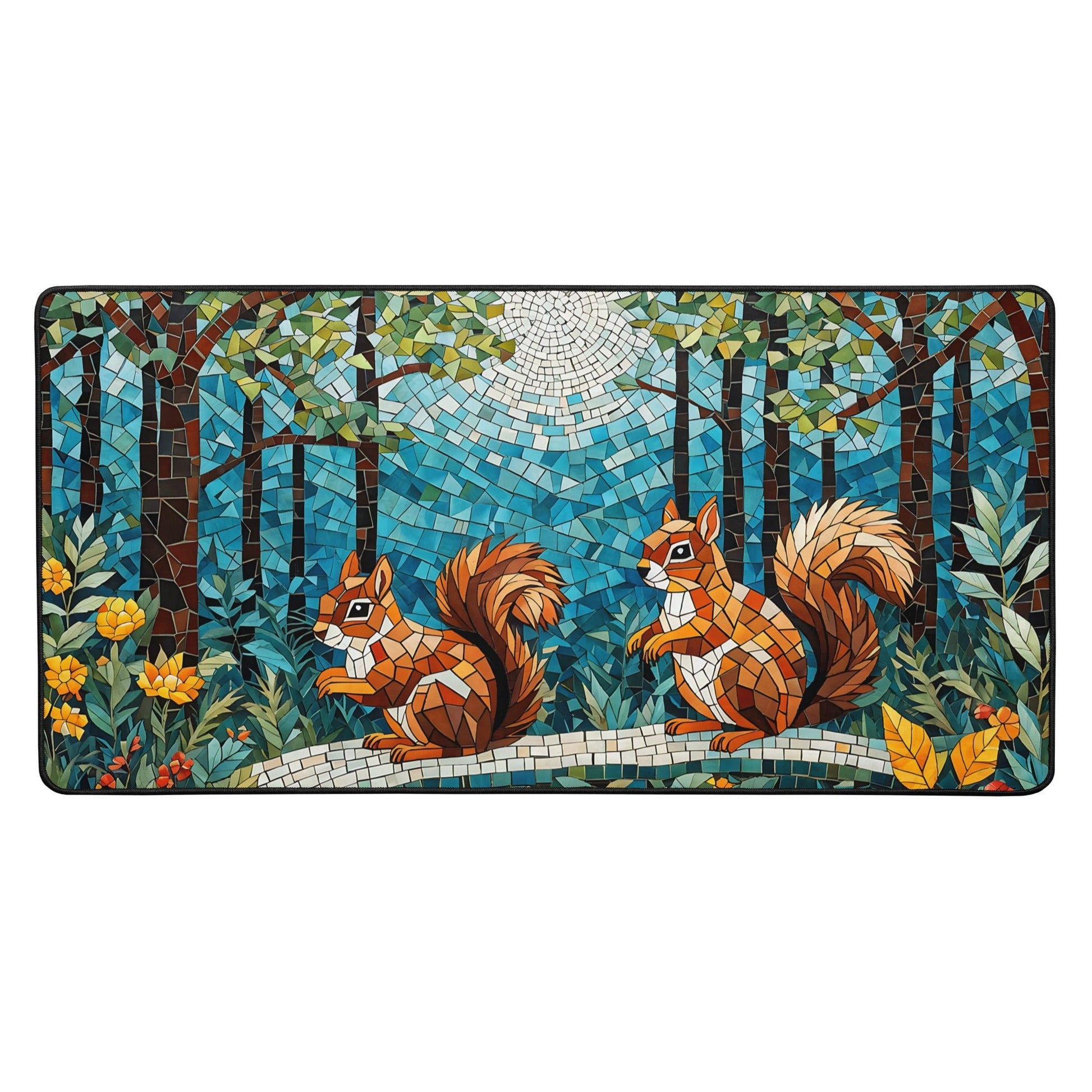 Mosaic Squirrels In The Forest Desk Mat - Mouse Pads - Discovery Co.