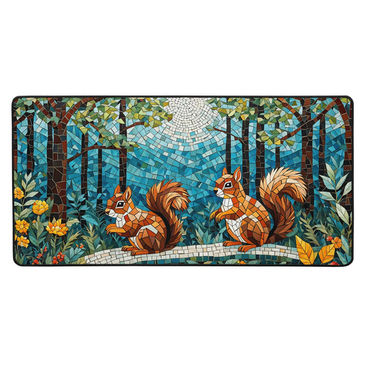 Mosaic Squirrels In The Forest Desk Mat - Mouse Pads - Discovery Co.