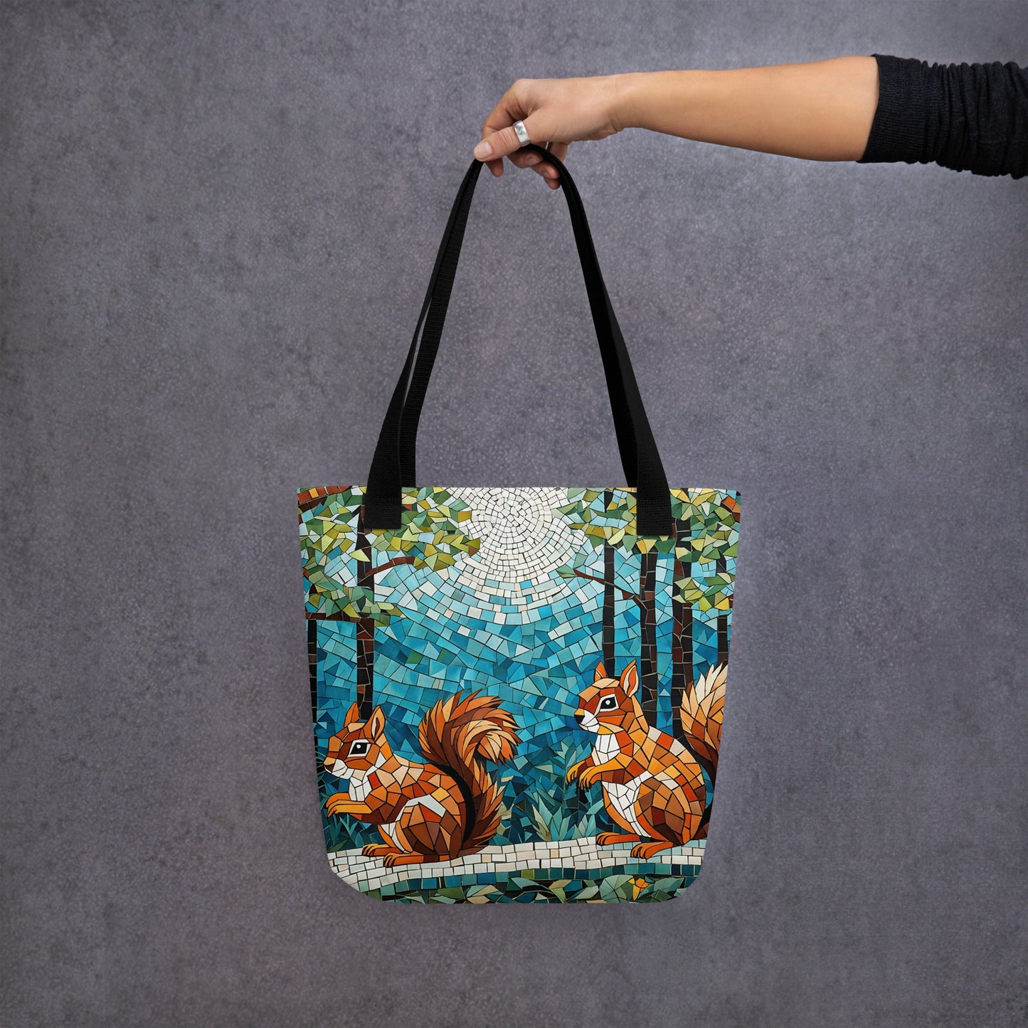 Mosaic Squirrels In The Forest Tote Bag - Tote Bags - Discovery Co.