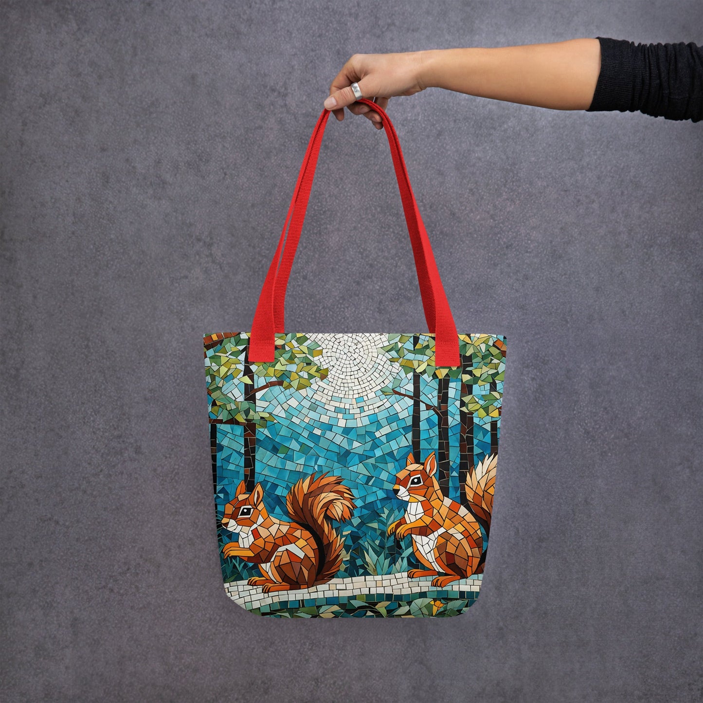 Mosaic Squirrels In The Forest Tote Bag - Tote Bags - Discovery Co.