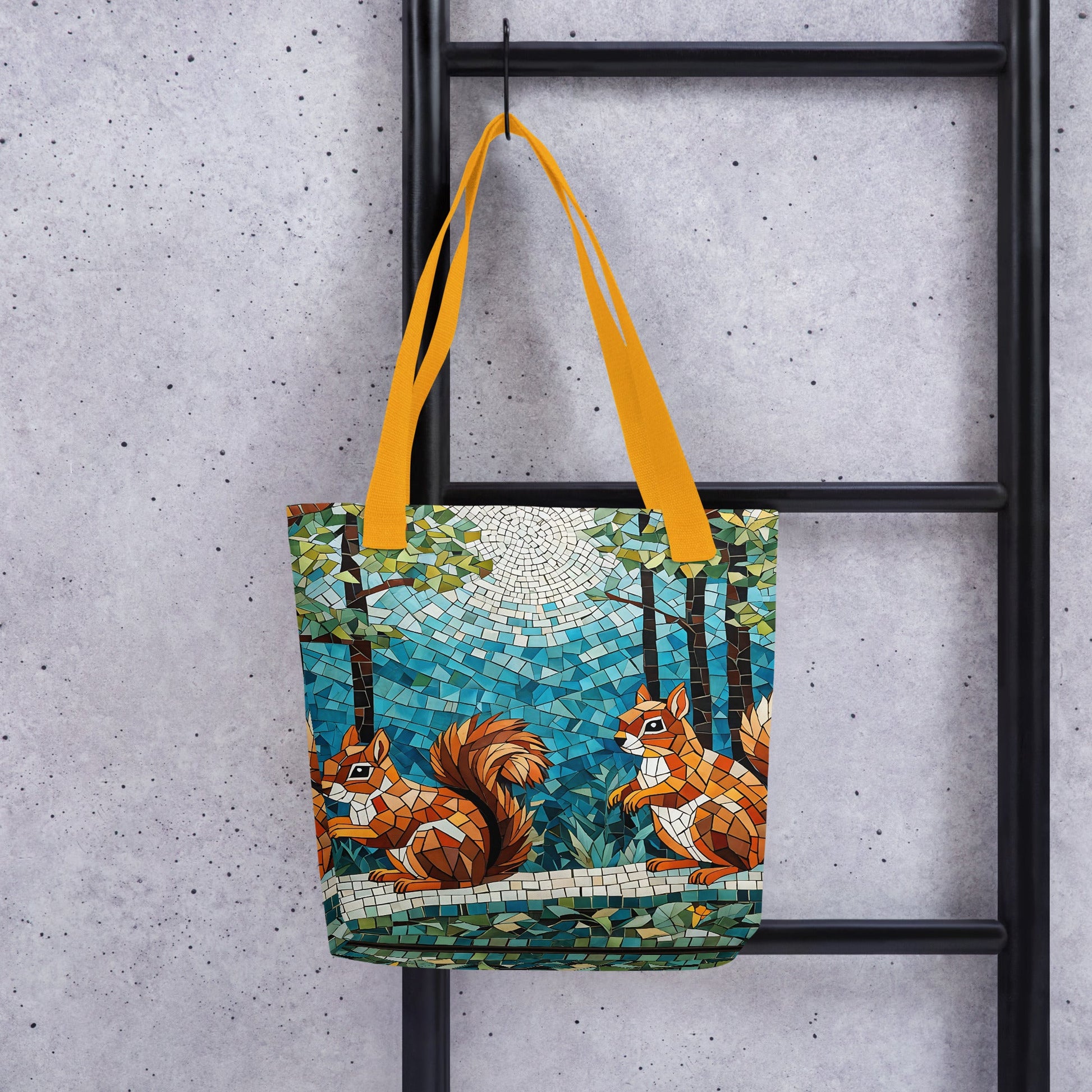 Mosaic Squirrels In The Forest Tote Bag - Tote Bags - Discovery Co.