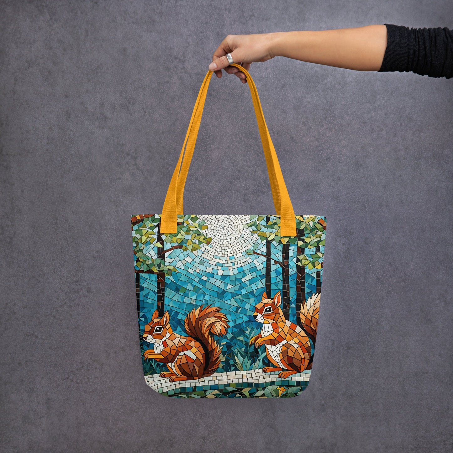 Mosaic Squirrels In The Forest Tote Bag - Tote Bags - Discovery Co.