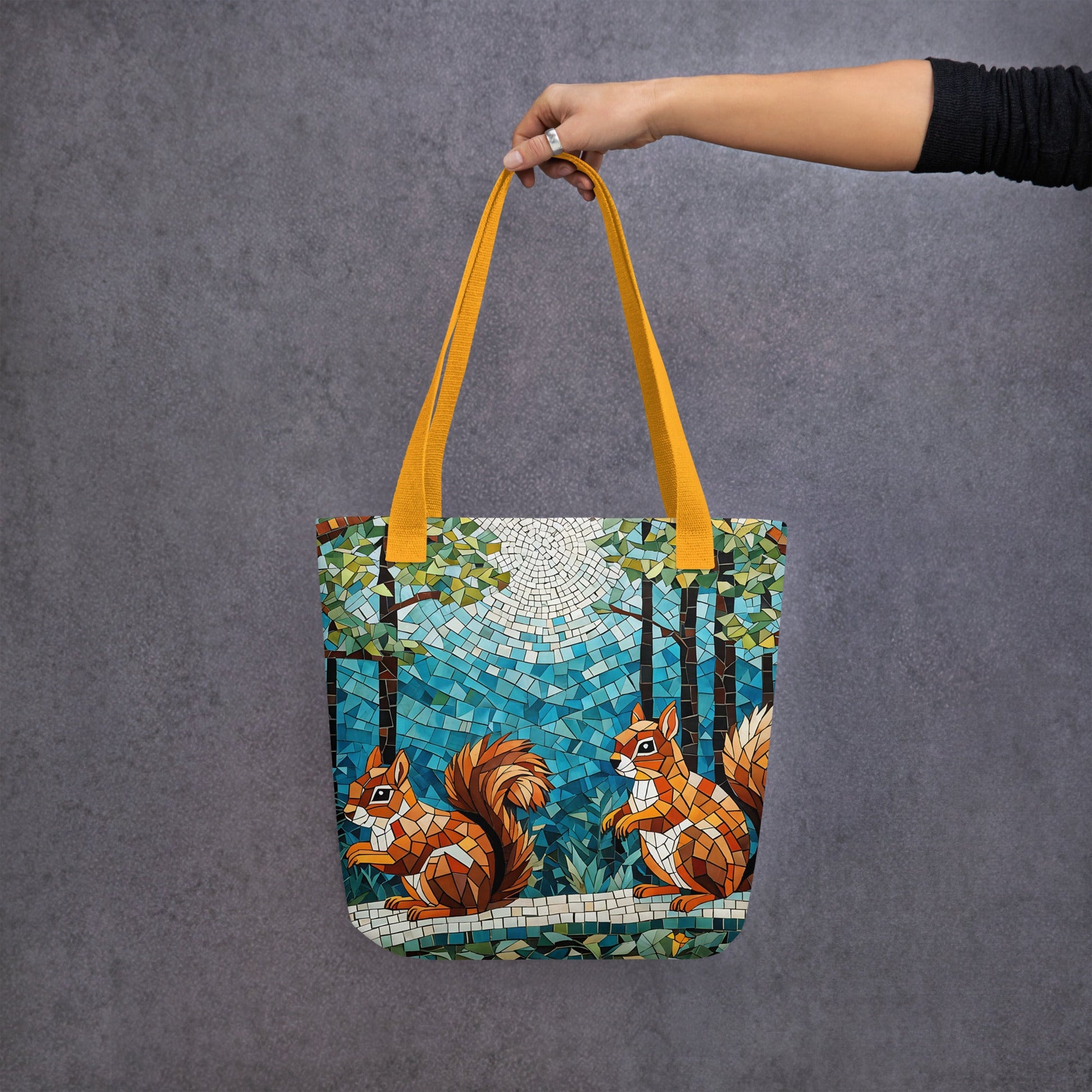 Mosaic Squirrels In The Forest Tote Bag - Tote Bags - Discovery Co.