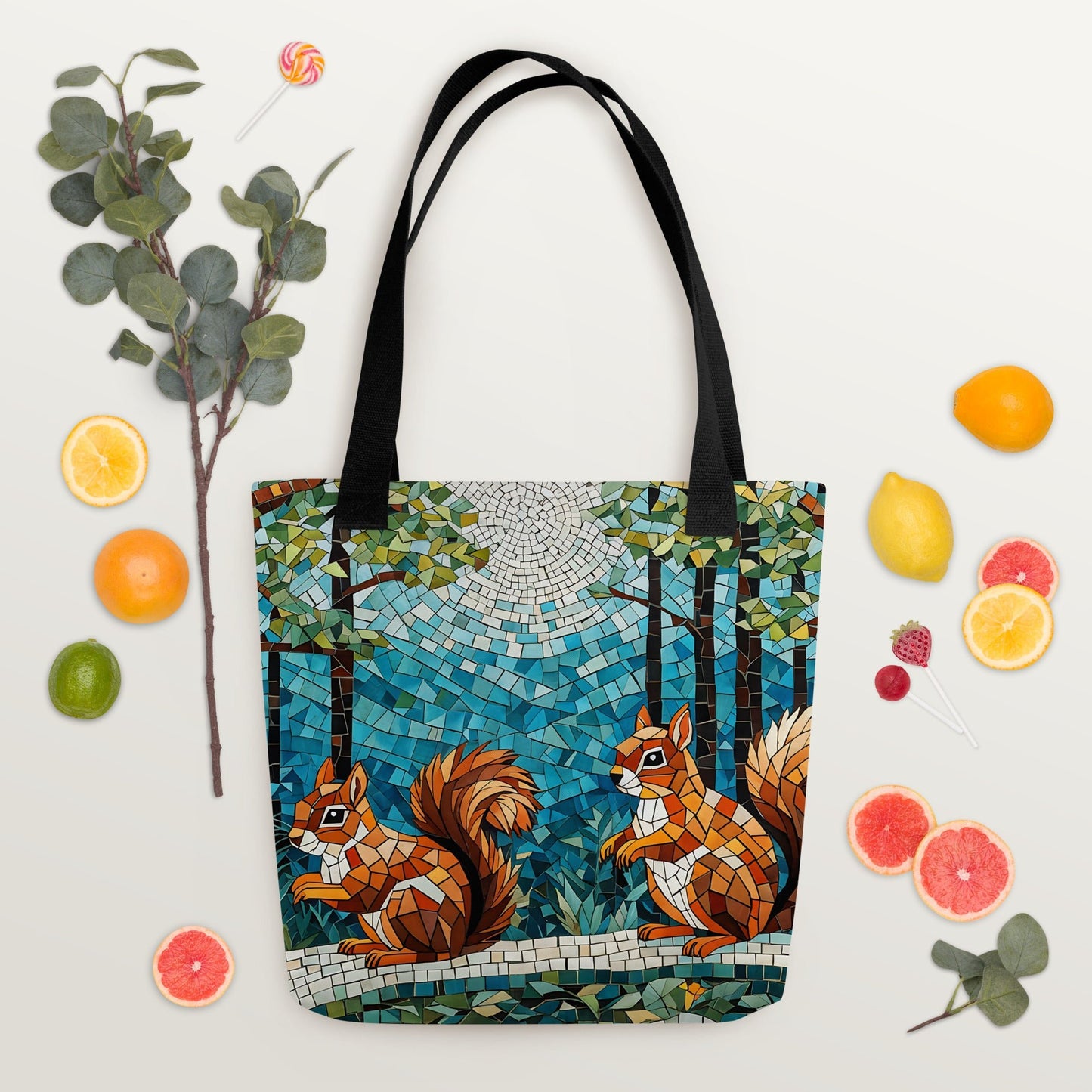 Mosaic Squirrels In The Forest Tote Bag - Tote Bags - Discovery Co.