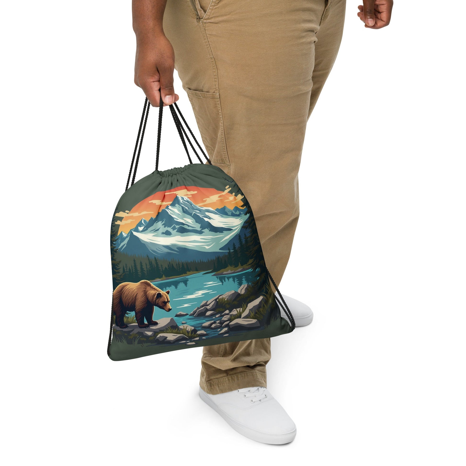 Mountain Bear Drawstring Bag - Drawstring Bag - Discovery Co.