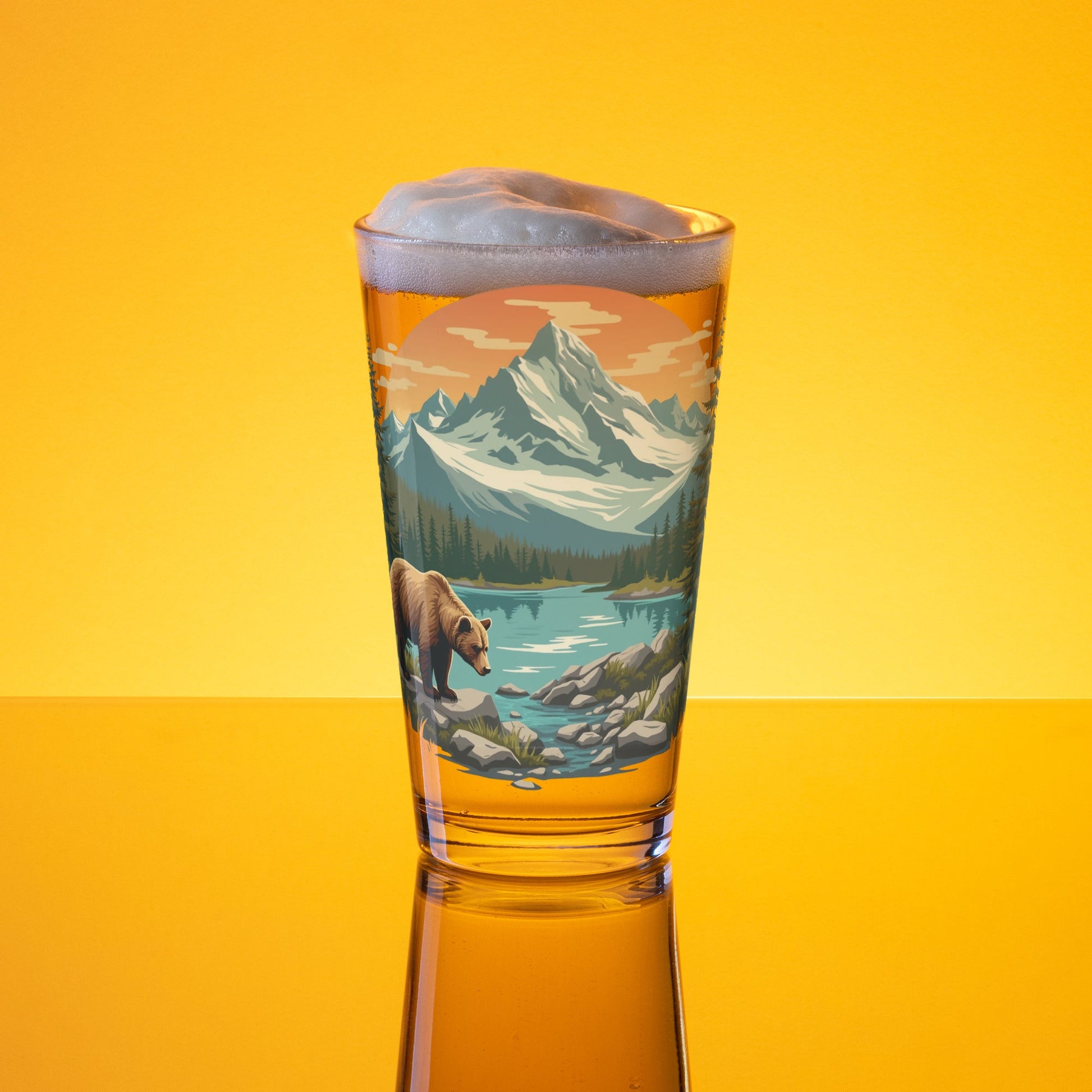 Mountain Bear Pint Glass - Beer Glass - Discovery Co.