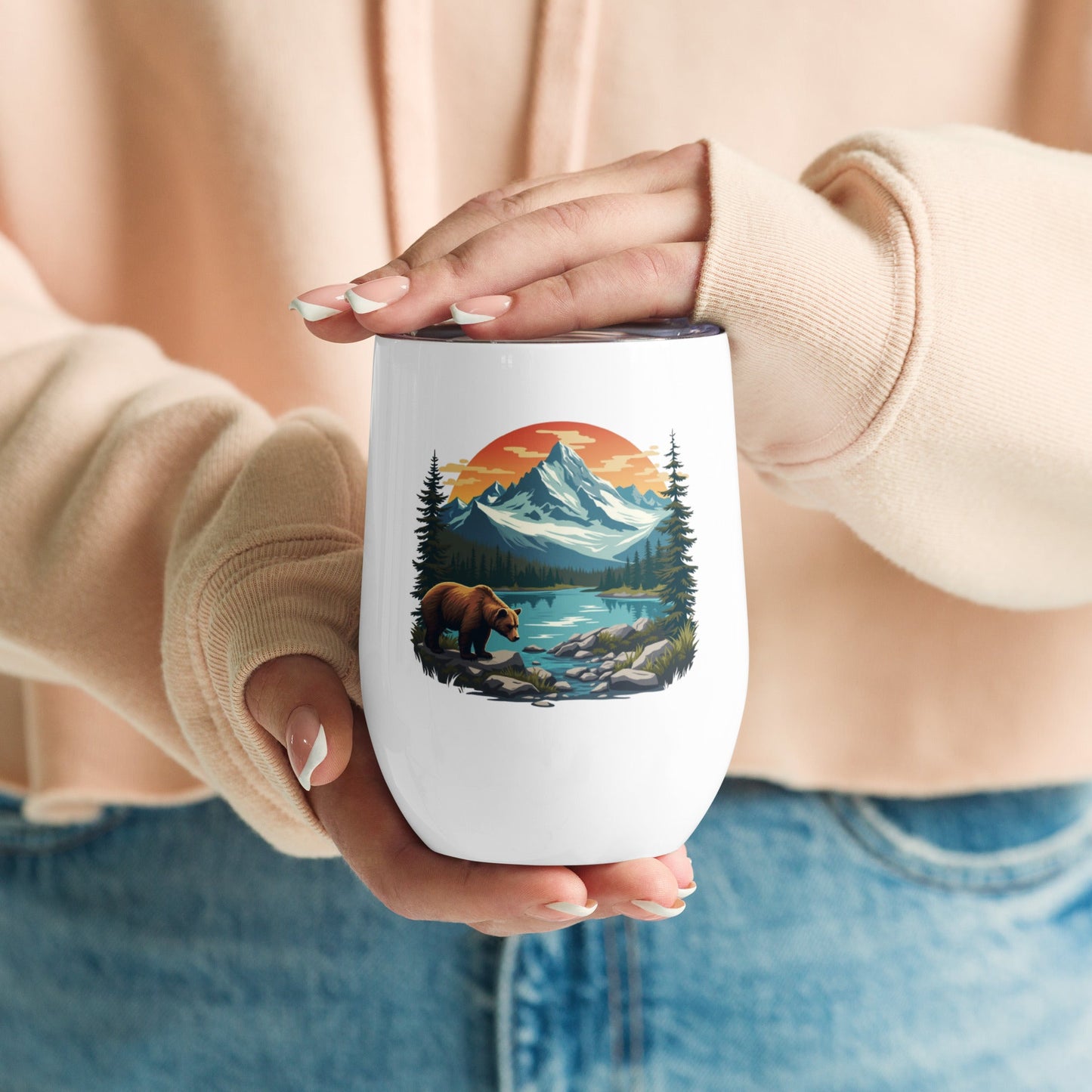 Mountain Bear Stainless Steel Wine Tumbler - Steel Tumbler - Discovery Co.