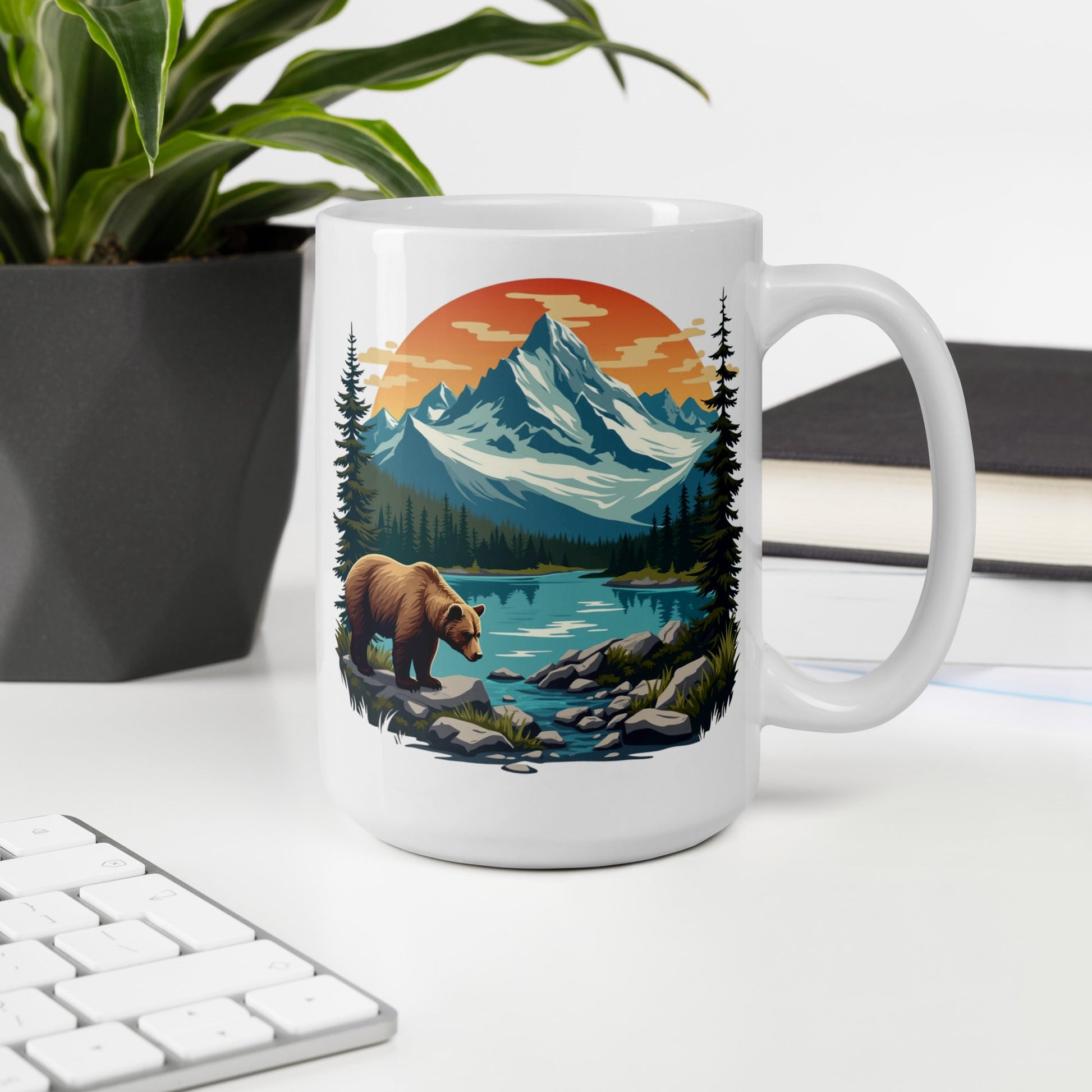Mountain Bear White Glossy Mug (11 oz, 15 oz, 20 oz) - Mugs - Discovery Co.