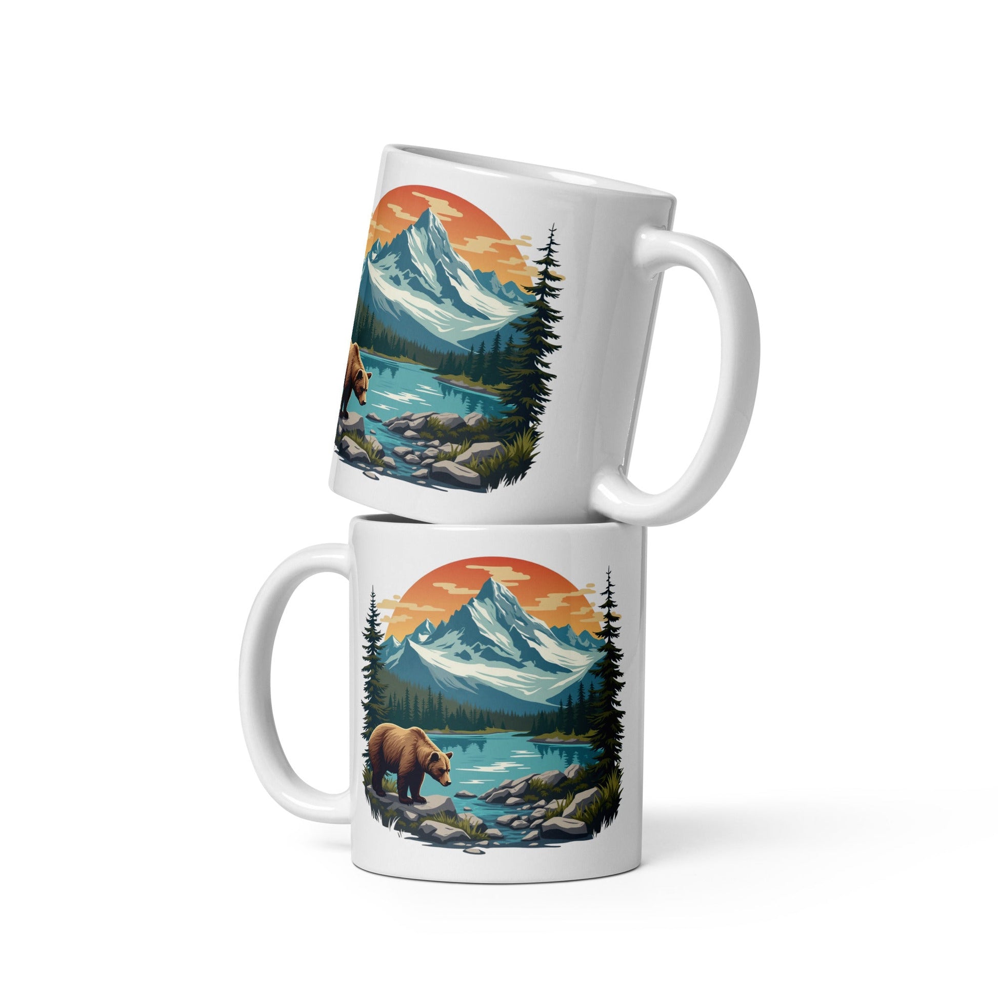 Mountain Bear White Glossy Mug (11 oz, 15 oz, 20 oz) - Mugs - Discovery Co.