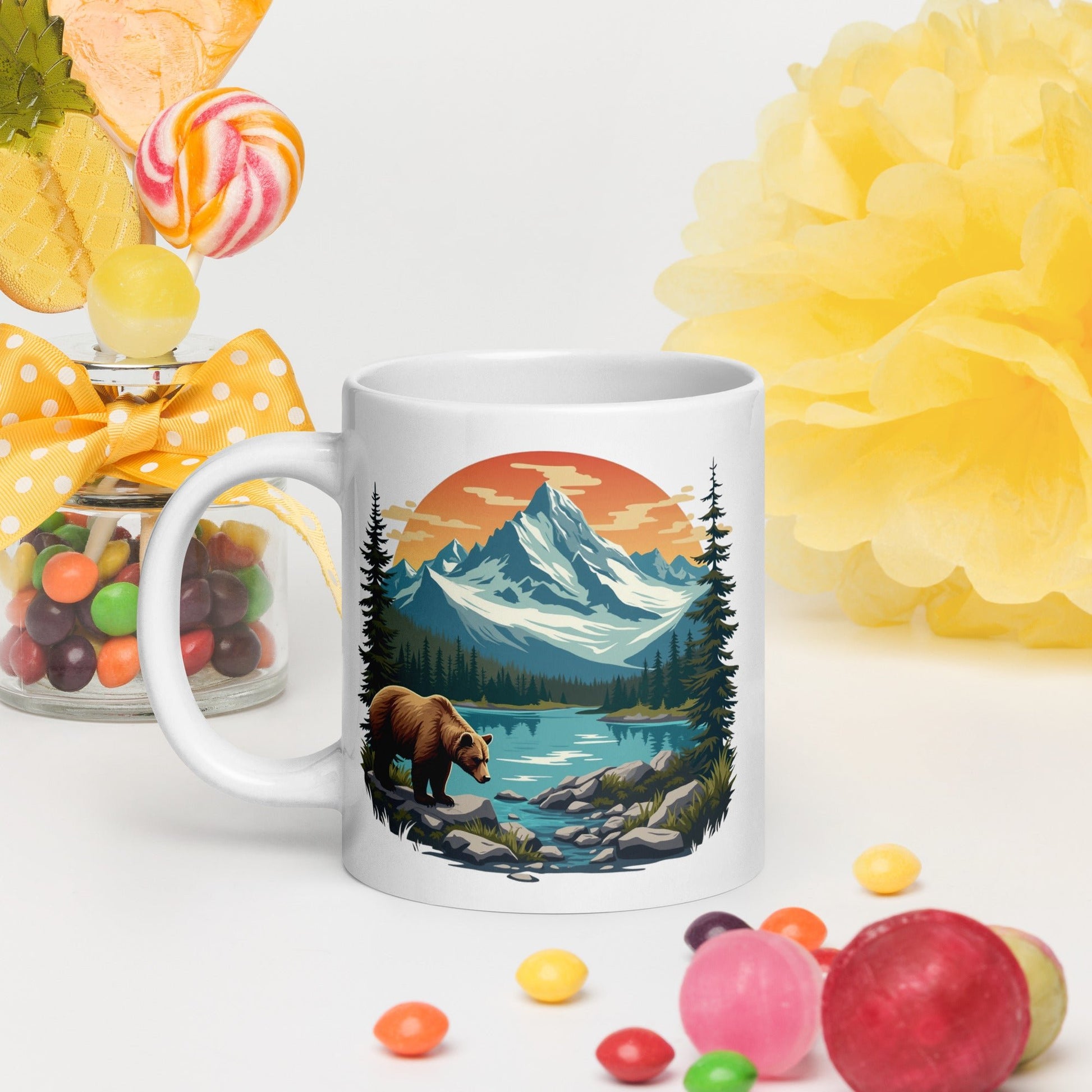 Mountain Bear White Glossy Mug (11 oz, 15 oz, 20 oz) - Mugs - Discovery Co.