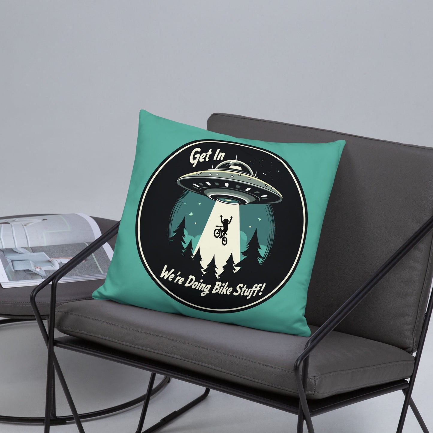 Mountain Biker - UFO Abduction Basic Pillow - Pillows - Discovery Co.