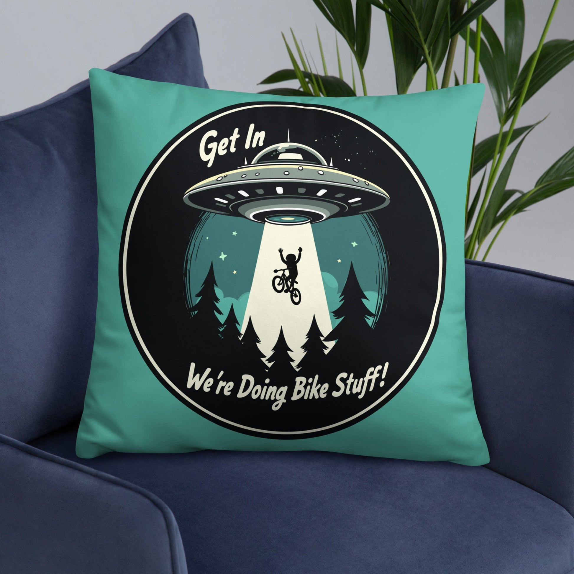 Mountain Biker - UFO Abduction Basic Pillow - Pillows - Discovery Co.