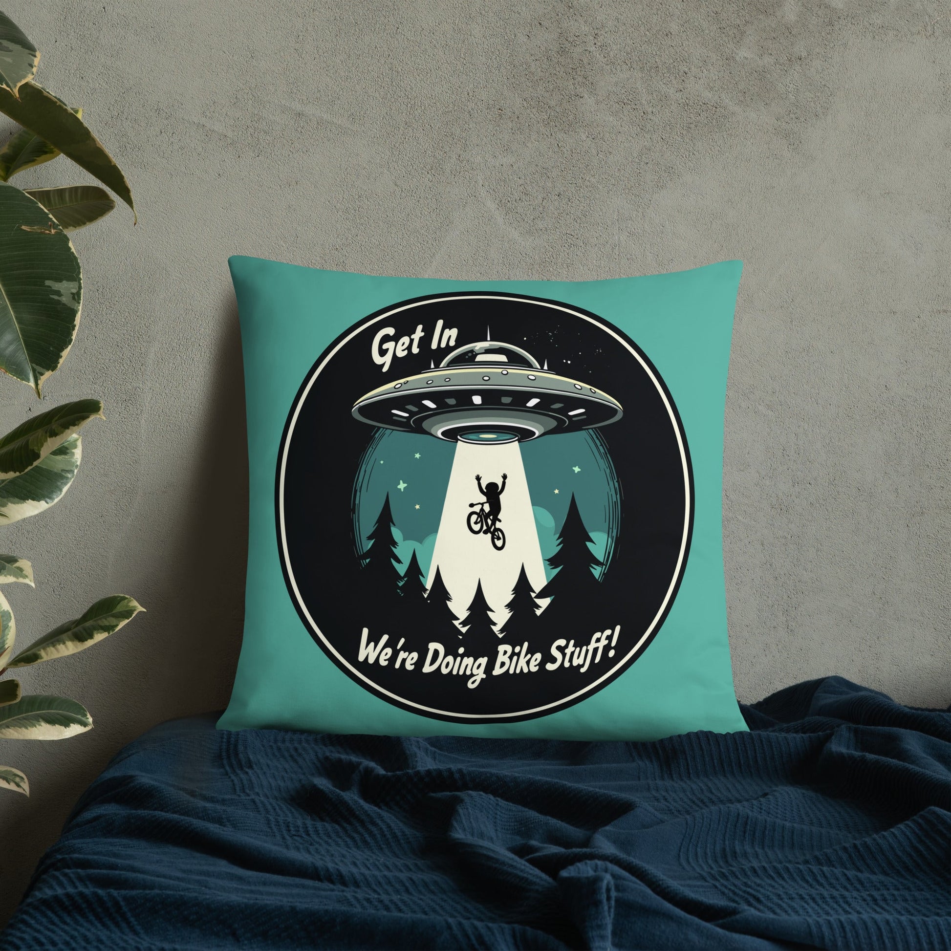 Mountain Biker - UFO Abduction Basic Pillow - Pillows - Discovery Co.