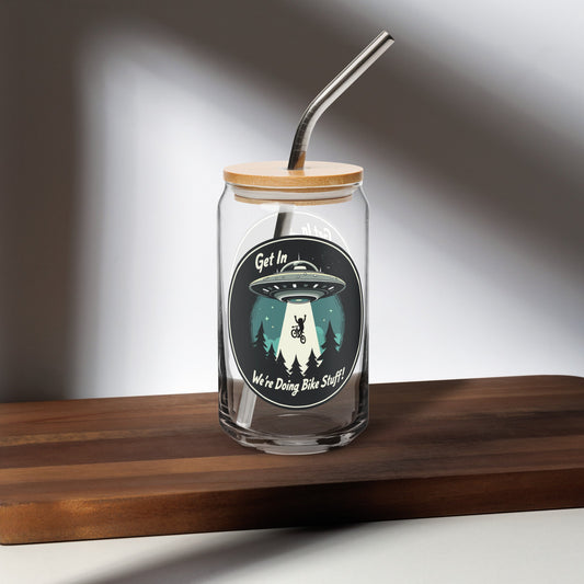 Mountain Biker - UFO Abduction Can - Shaped Glass - Can - Shaped Glass - Discovery Co.