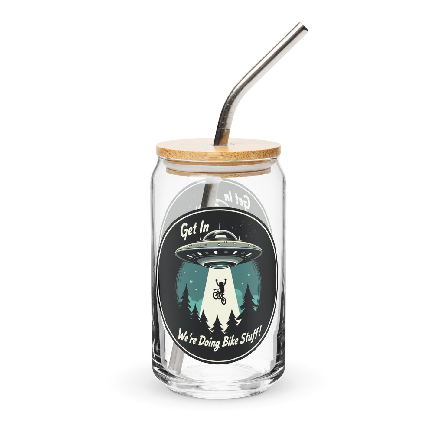 Mountain Biker - UFO Abduction Can - Shaped Glass - Can - Shaped Glass - Discovery Co.