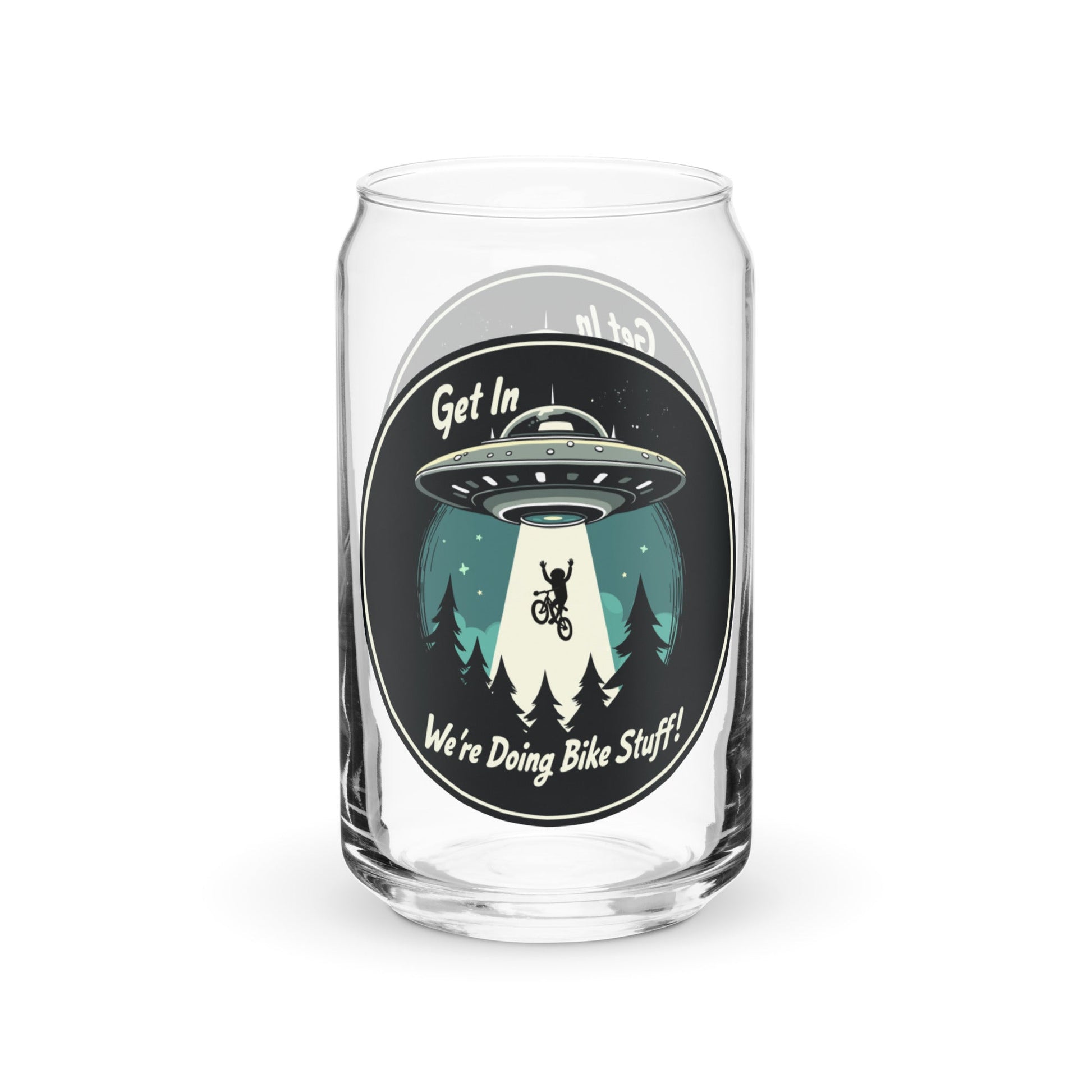 Mountain Biker - UFO Abduction Can - Shaped Glass - Can - Shaped Glass - Discovery Co.