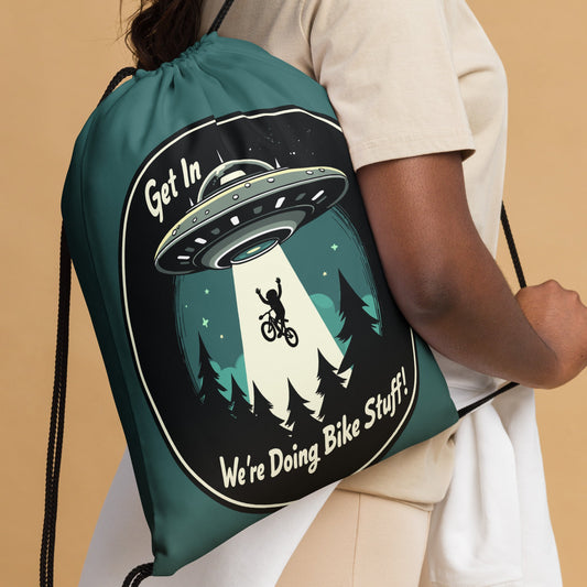Mountain Biker - UFO Abduction Drawstring Bag - Drawstring Bag - Discovery Co.