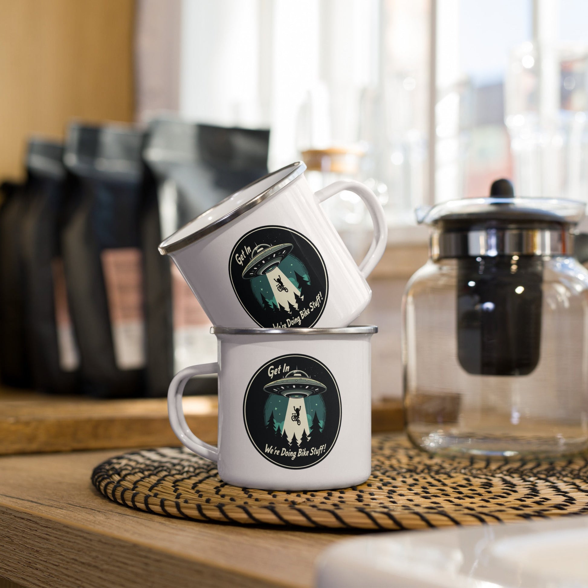 Mountain Biker - UFO Abduction Enamel Mug - Mugs - Discovery Co.