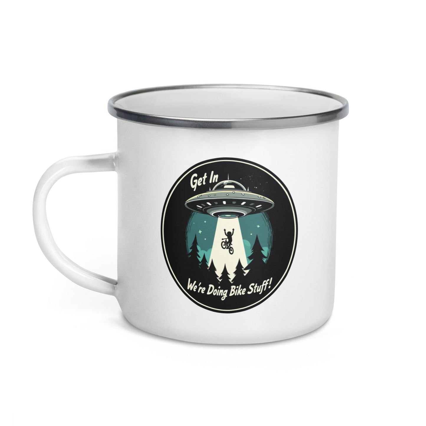 Mountain Biker - UFO Abduction Enamel Mug - Mugs - Discovery Co.