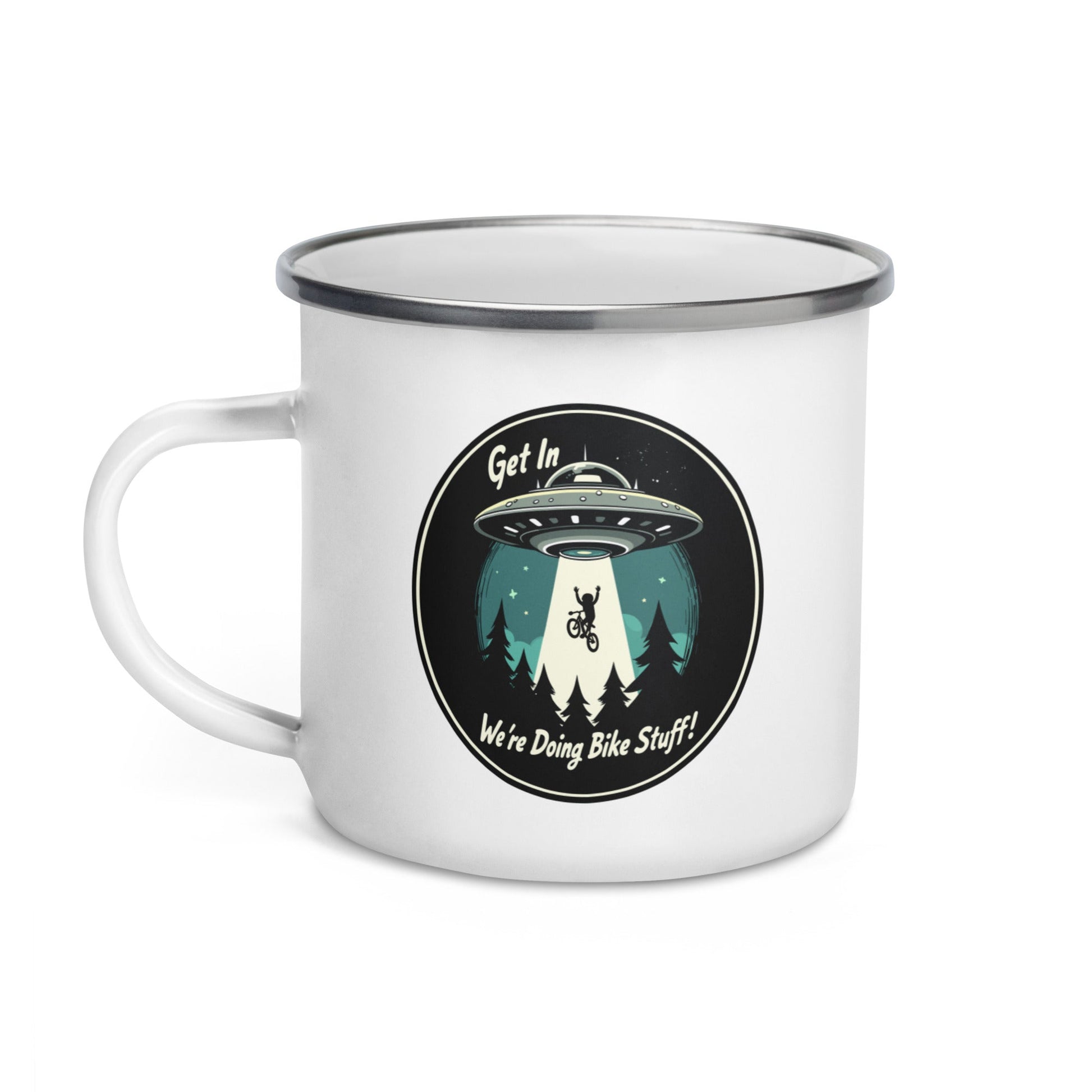 Mountain Biker - UFO Abduction Enamel Mug - Mugs - Discovery Co.