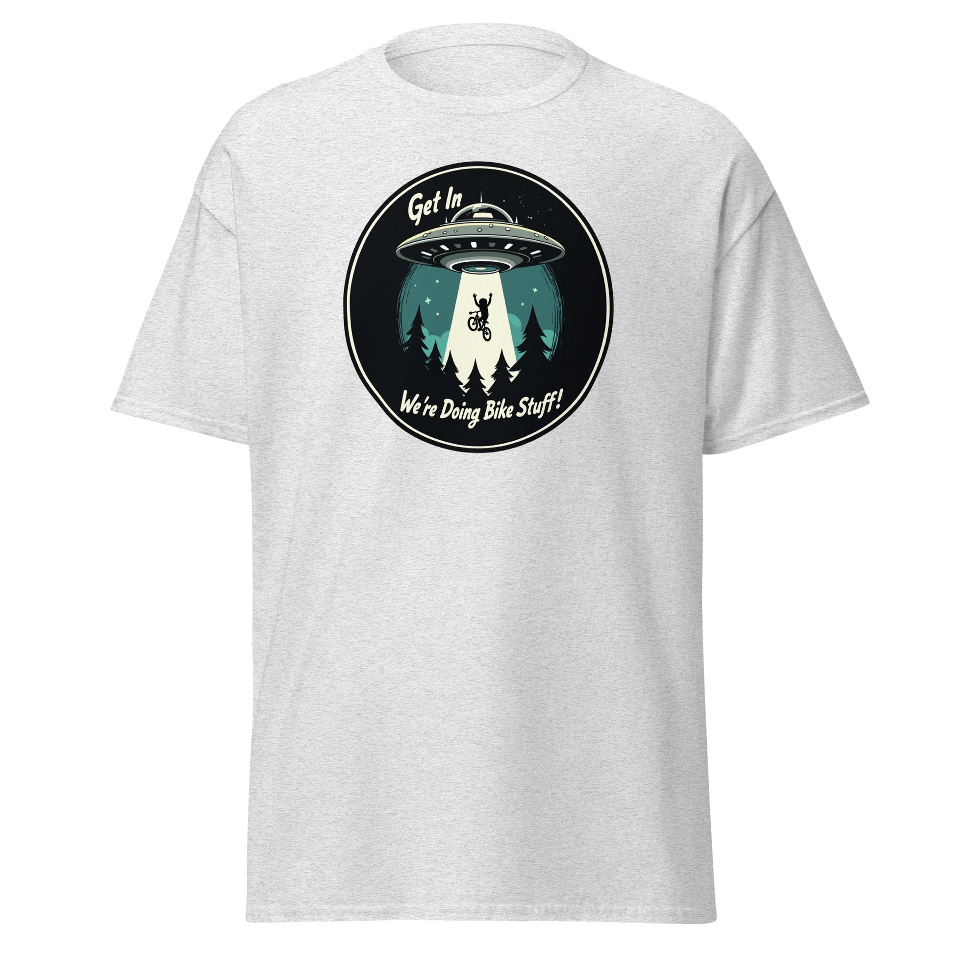Mountain Biker - UFO Abduction "Get In - We're Doing Bike Stuff!" Men's (Unisex) Classic Tee - Men's Shirts - Discovery Co.