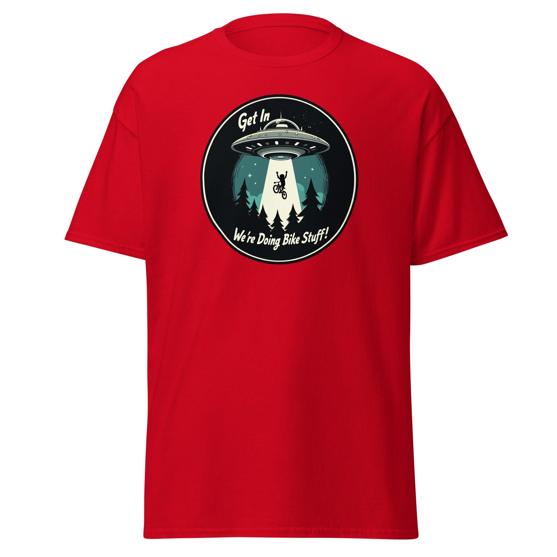 Mountain Biker - UFO Abduction "Get In - We're Doing Bike Stuff!" Men's (Unisex) Classic Tee - Men's Shirts - Discovery Co.