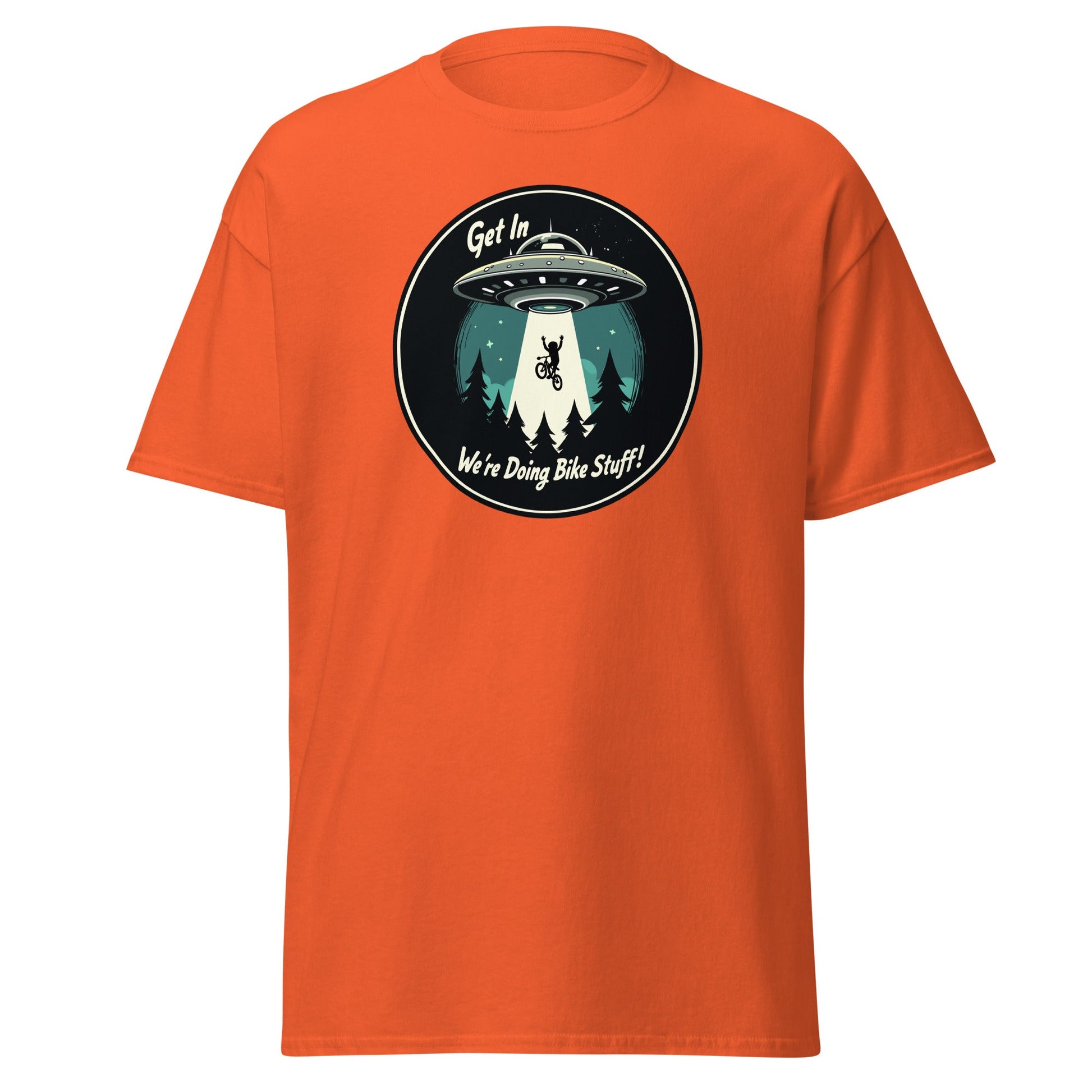 Mountain Biker - UFO Abduction "Get In - We're Doing Bike Stuff!" Men's (Unisex) Classic Tee - Men's Shirts - Discovery Co.
