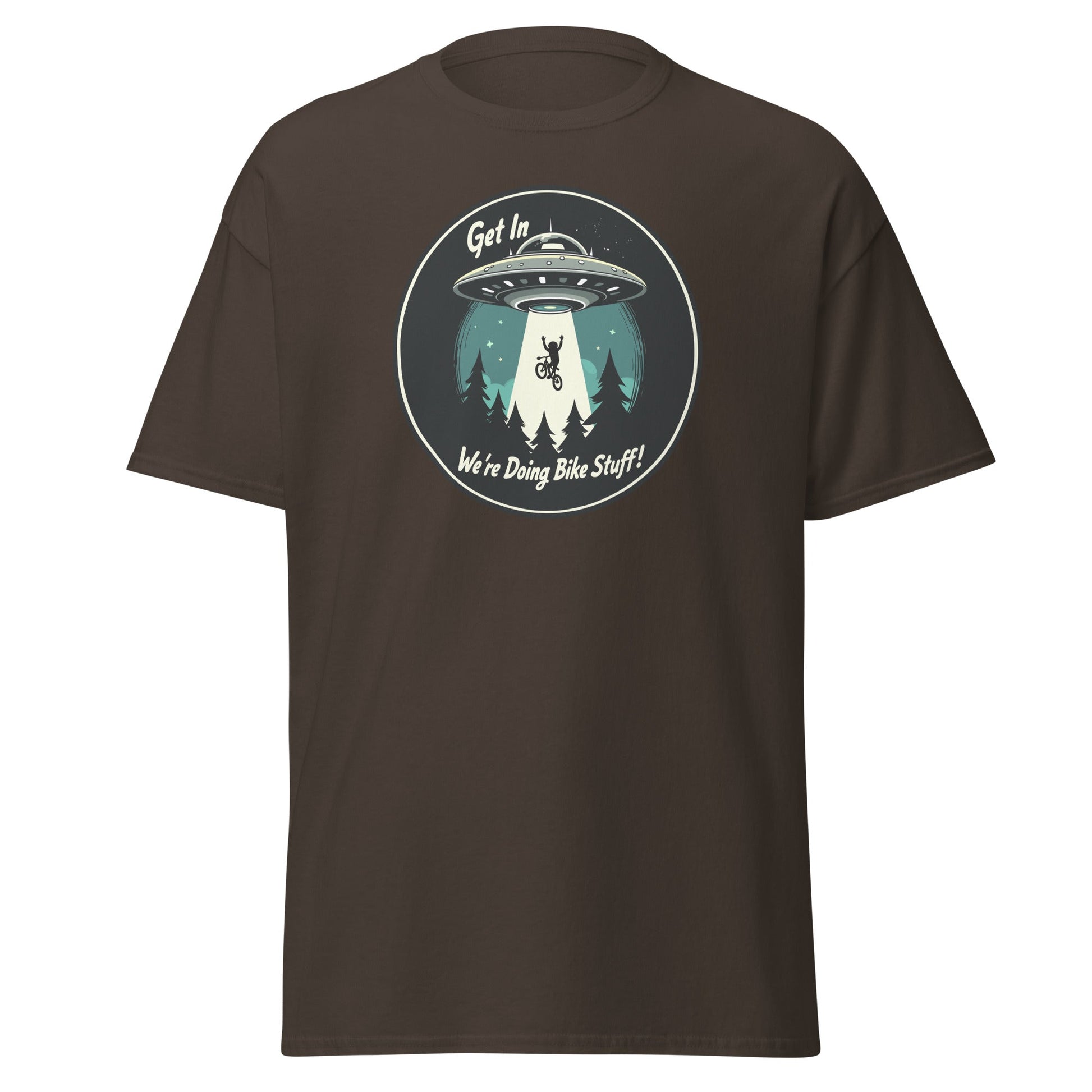 Mountain Biker - UFO Abduction "Get In - We're Doing Bike Stuff!" Men's (Unisex) Classic Tee - Men's Shirts - Discovery Co.