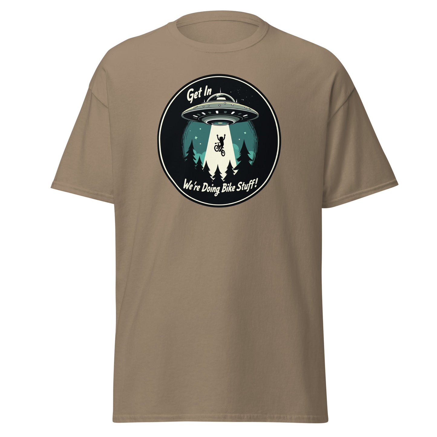 Mountain Biker - UFO Abduction "Get In - We're Doing Bike Stuff!" Men's (Unisex) Classic Tee - Men's Shirts - Discovery Co.