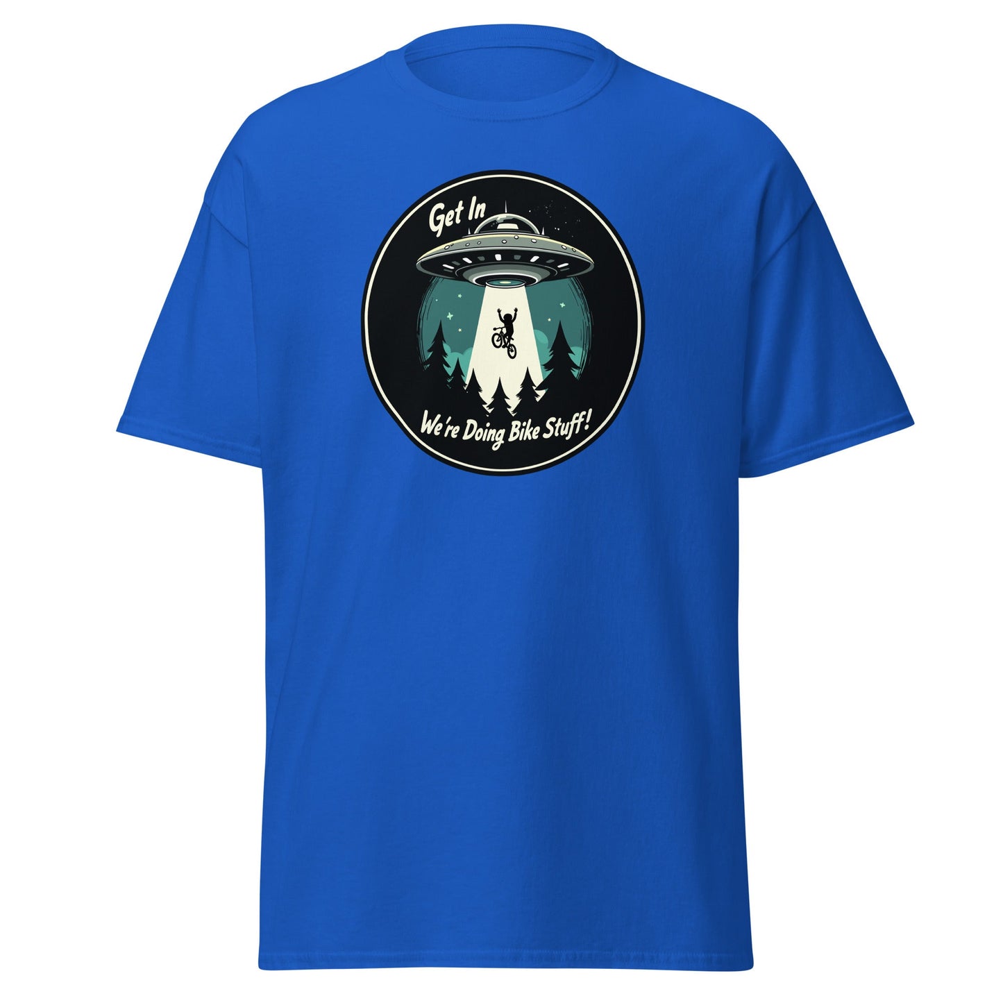 Mountain Biker - UFO Abduction "Get In - We're Doing Bike Stuff!" Men's (Unisex) Classic Tee - Men's Shirts - Discovery Co.