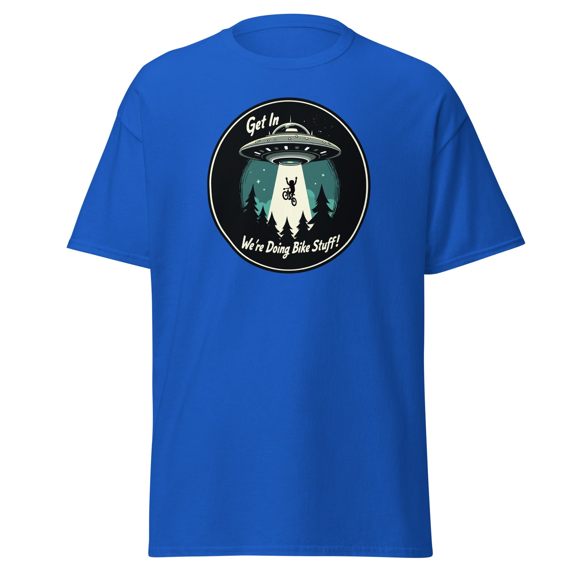 Mountain Biker - UFO Abduction "Get In - We're Doing Bike Stuff!" Men's (Unisex) Classic Tee - Men's Shirts - Discovery Co.