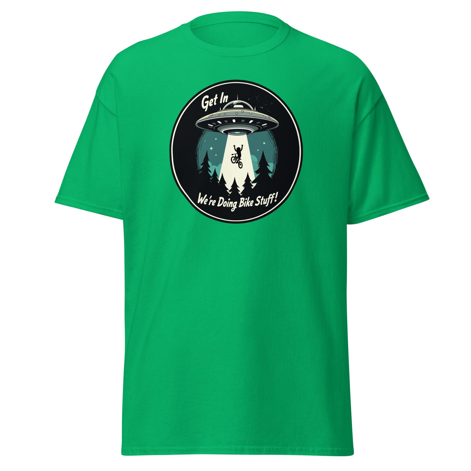 Mountain Biker - UFO Abduction "Get In - We're Doing Bike Stuff!" Men's (Unisex) Classic Tee - Men's Shirts - Discovery Co.