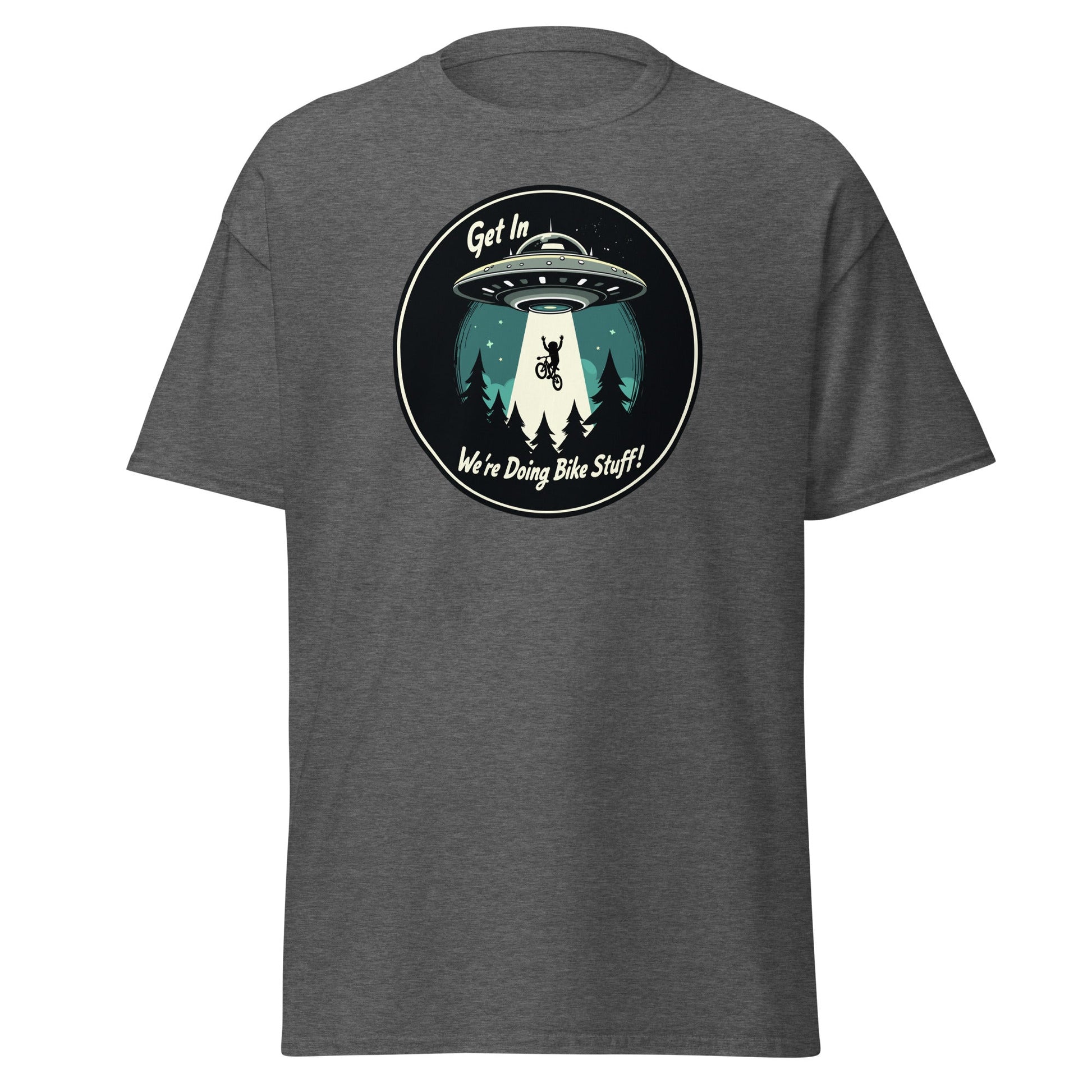 Mountain Biker - UFO Abduction "Get In - We're Doing Bike Stuff!" Men's (Unisex) Classic Tee - Men's Shirts - Discovery Co.