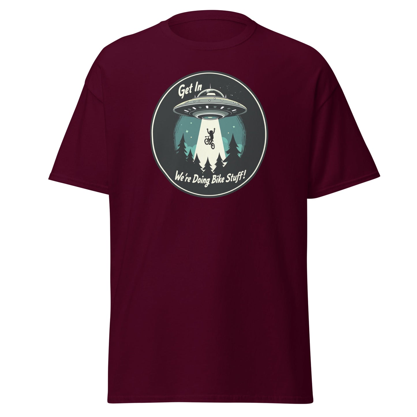 Mountain Biker - UFO Abduction "Get In - We're Doing Bike Stuff!" Men's (Unisex) Classic Tee - Men's Shirts - Discovery Co.