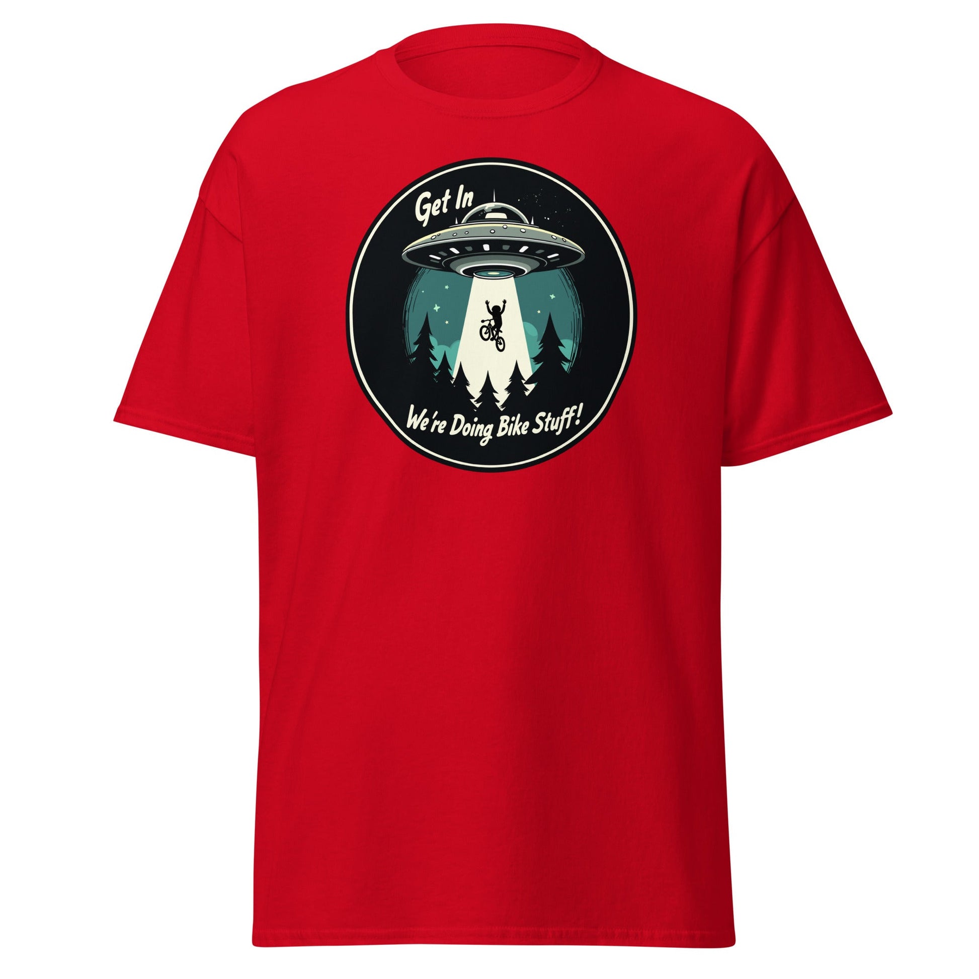 Mountain Biker - UFO Abduction "Get In - We're Doing Bike Stuff!" Women's (Unisex) Classic Tee - Women's Shirts - Discovery Co.