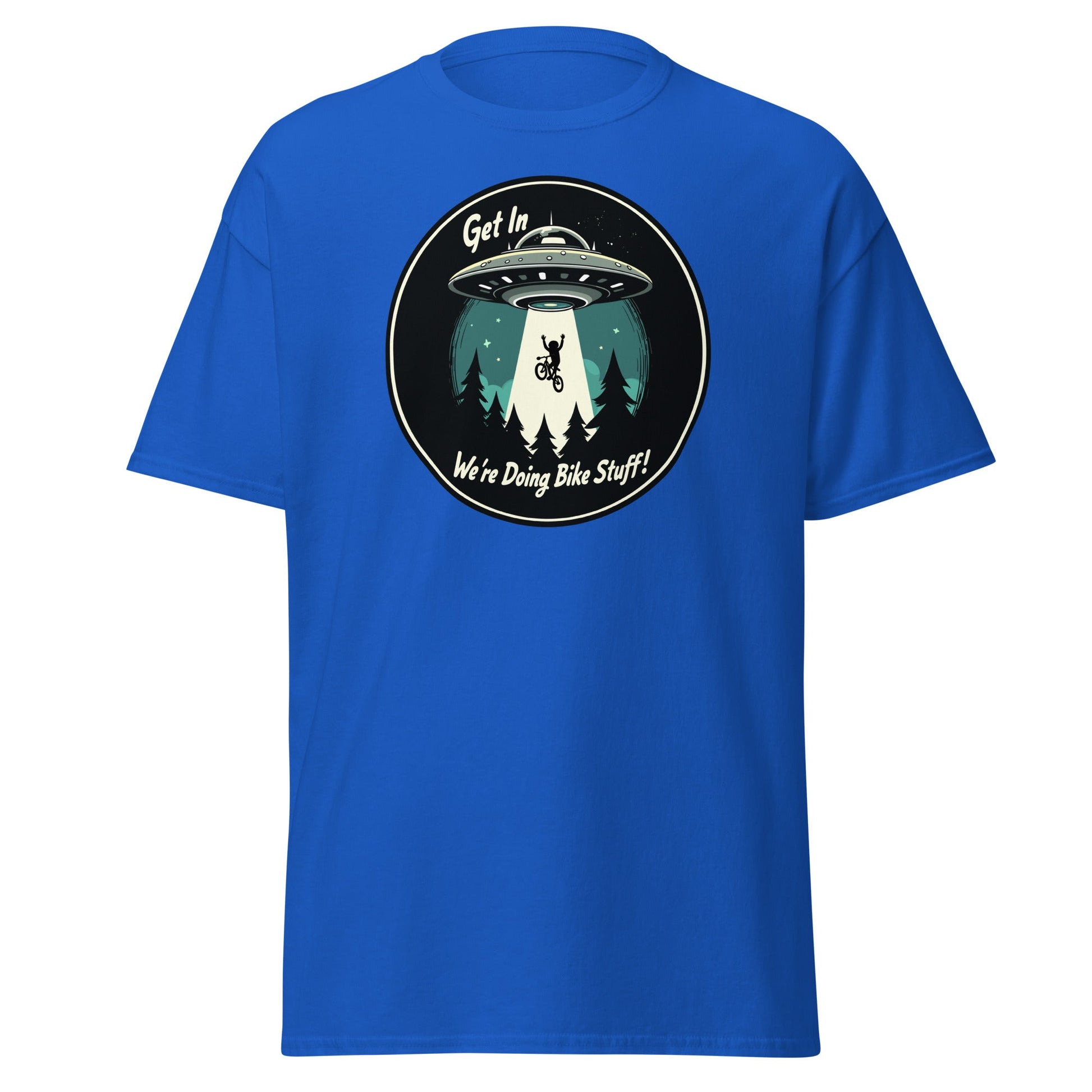 Mountain Biker - UFO Abduction "Get In - We're Doing Bike Stuff!" Women's (Unisex) Classic Tee - Women's Shirts - Discovery Co.
