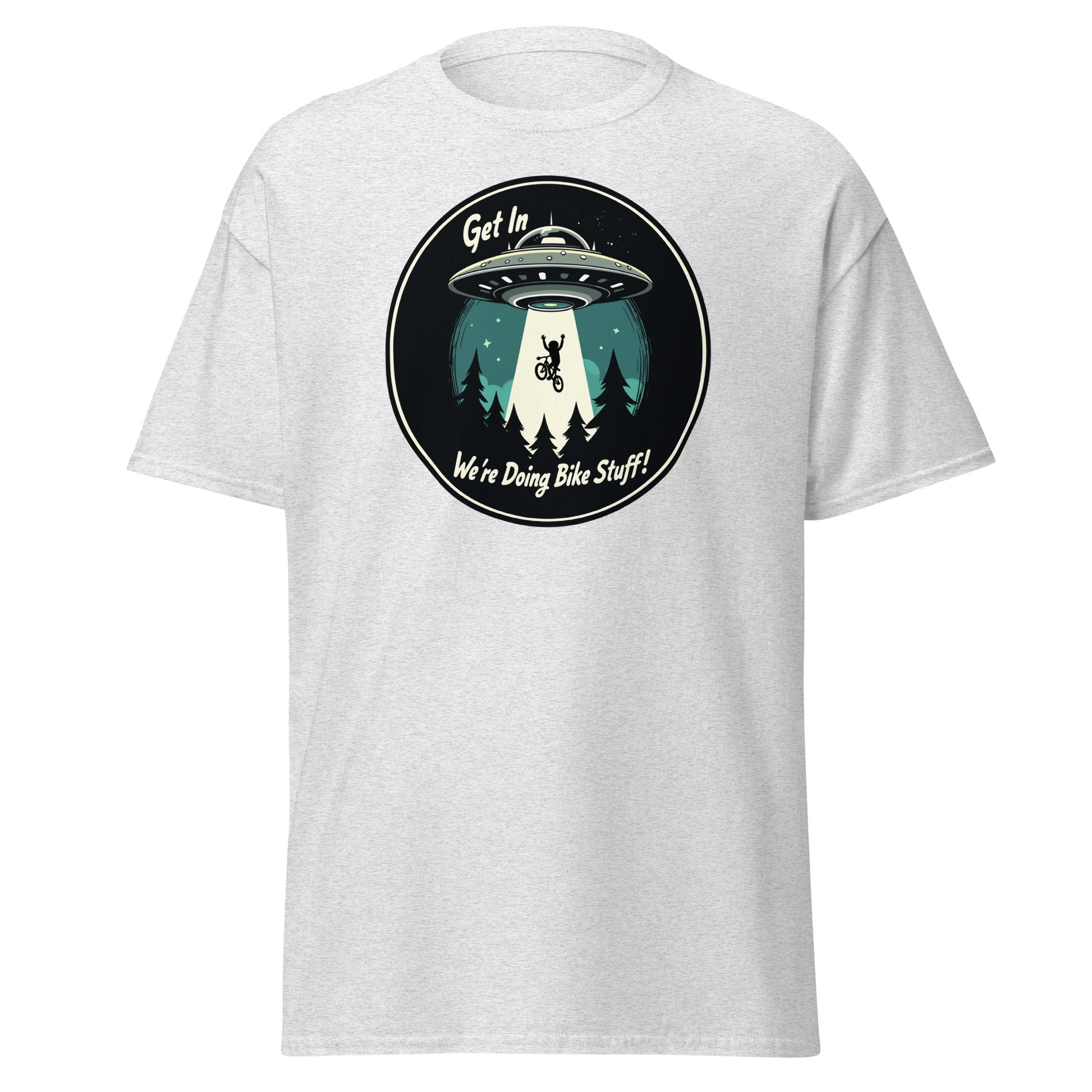 Mountain Biker - UFO Abduction "Get In - We're Doing Bike Stuff!" Women's (Unisex) Classic Tee - Women's Shirts - Discovery Co.