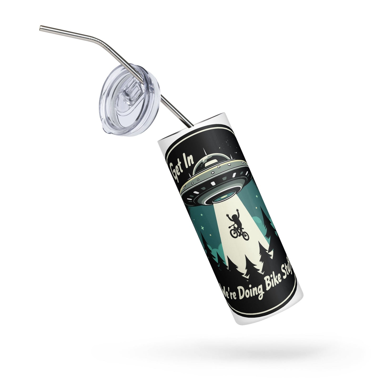Mountain Biker - UFO Abduction Stainless Steel Tumbler - Steel Tumbler - Discovery Co.