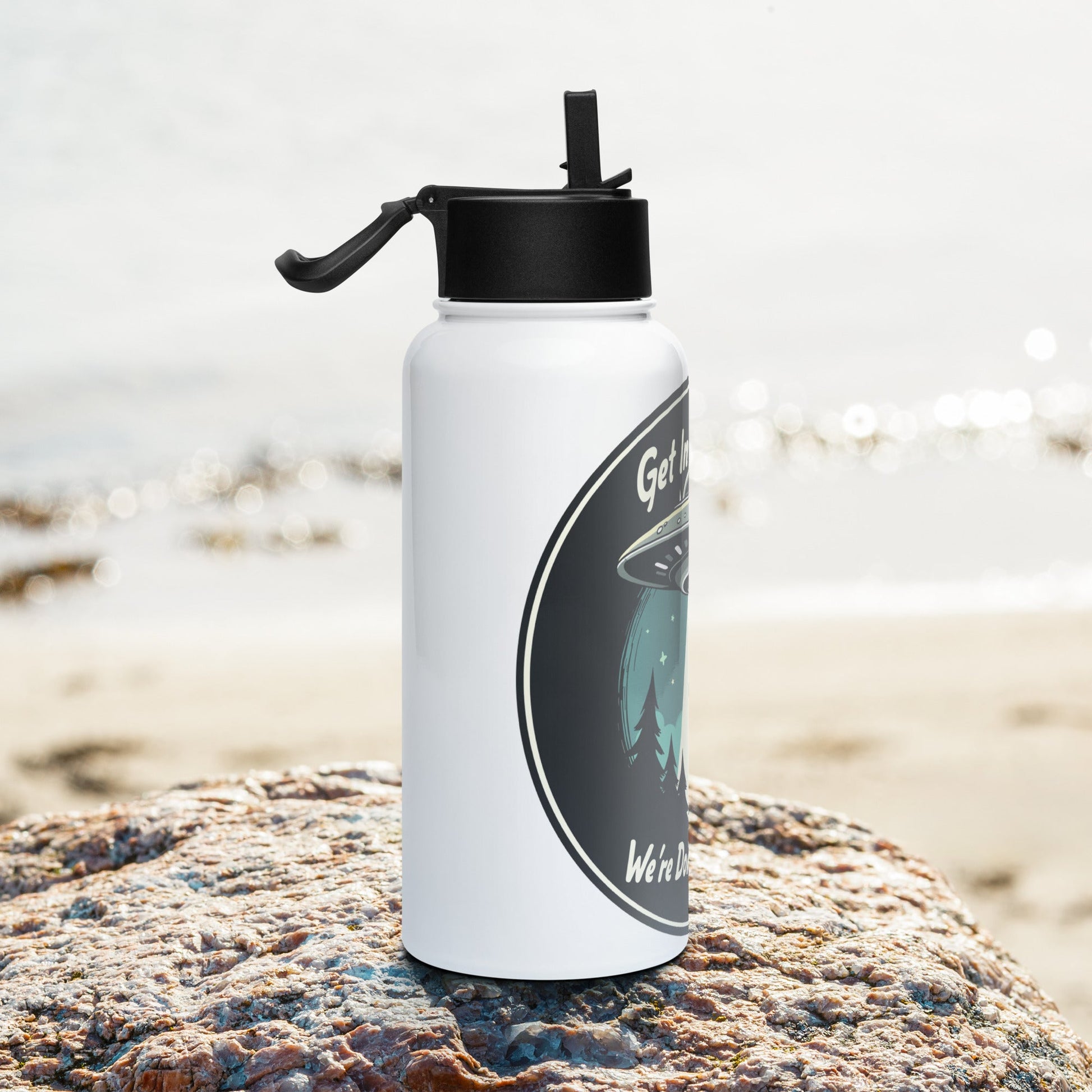 Mountain Biker - UFO Abduction Stainless Steel Water Bottle With Straw Lid - Stainless Steel Water Bottle With Straw Lid - Discovery Co.