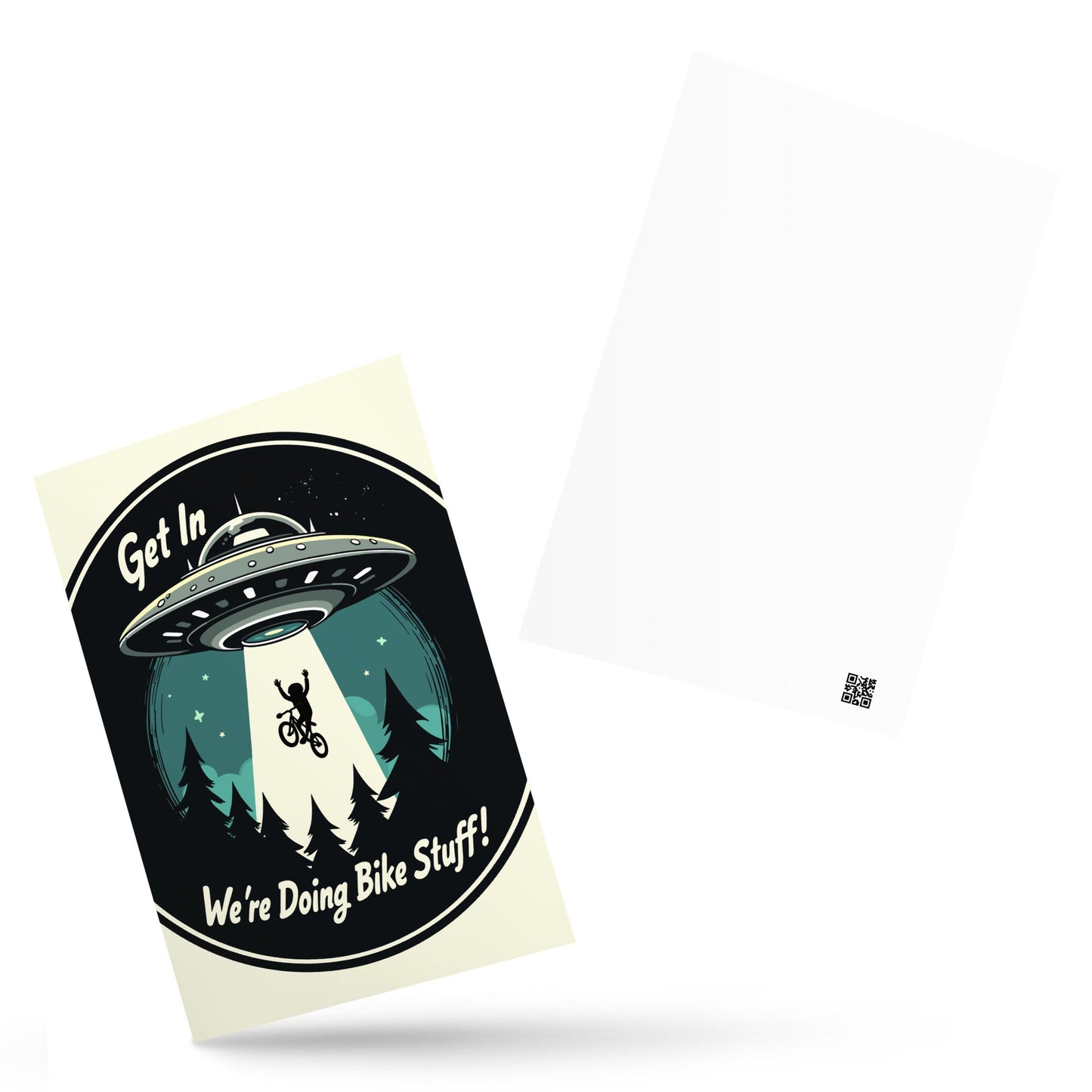 Mountain Biker - UFO Abduction Standard Postcard - Post Cards - Discovery Co.